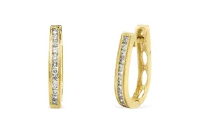 0.56 CT TW Round Diamond Hoop Earrings 14K Yellow Gold DER020