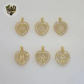 (1-2481) Gold Laminate - Heart Letter Pendants - BGO