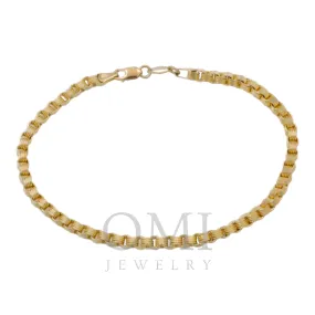 10K GOLD HOLLOW BOX BYZANTINE CHAIN BRACELET