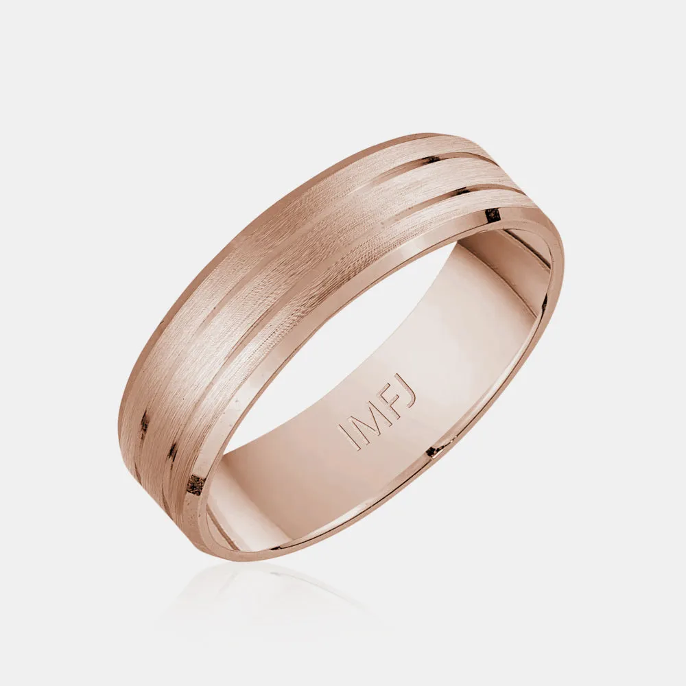 10K High Polished & Brushed Center Lines Wedding Band