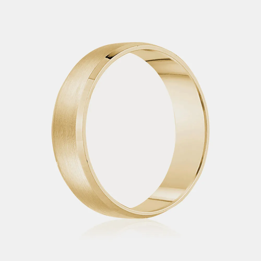 10K High Polished Flat Beveled Edge Wedding Band