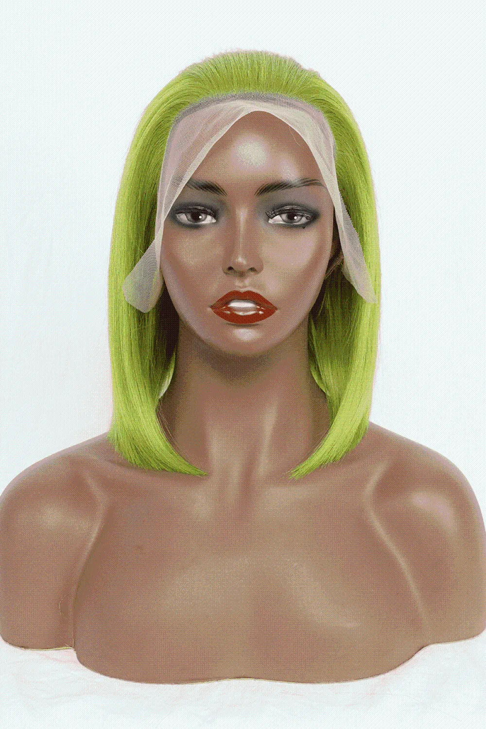 12" 140g Lace Front Wigs Human Hair in Lime 150% Density