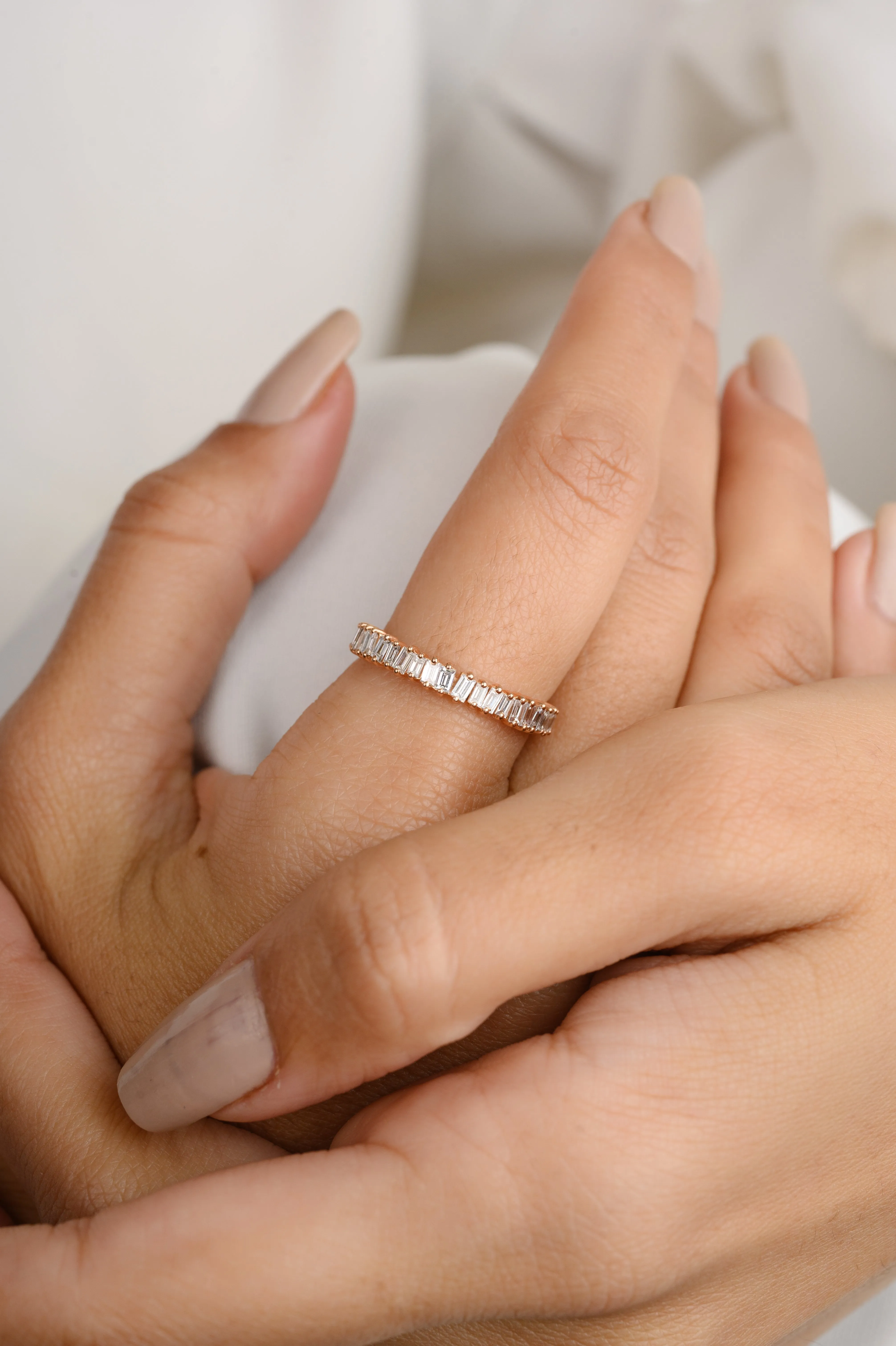 14K Rose Gold Diamond Half Eternity Band