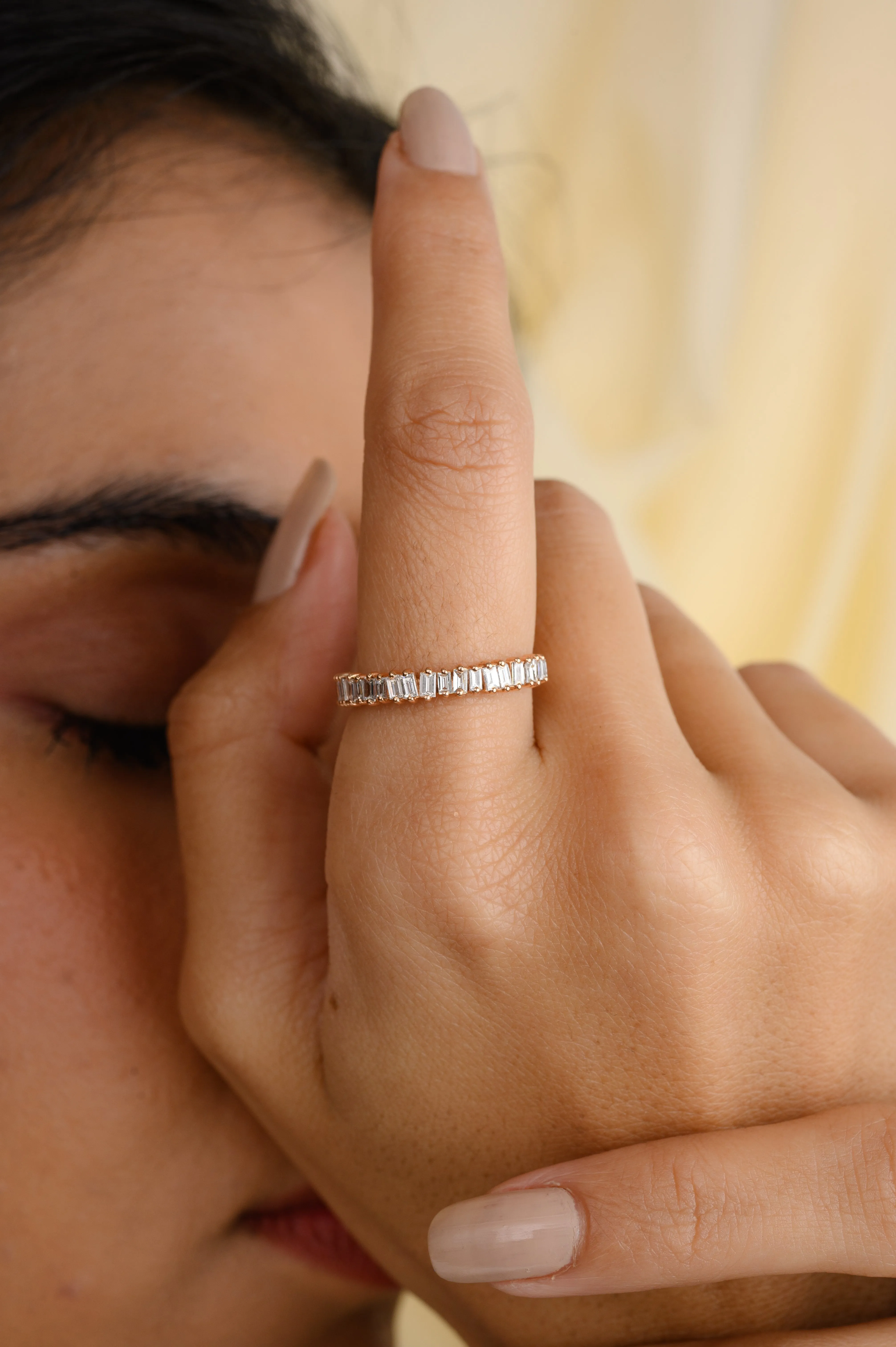 14K Rose Gold Diamond Half Eternity Band