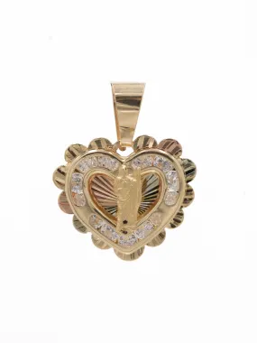 14K Three-Tone Gold San Judas Tadeo Heart Pendant