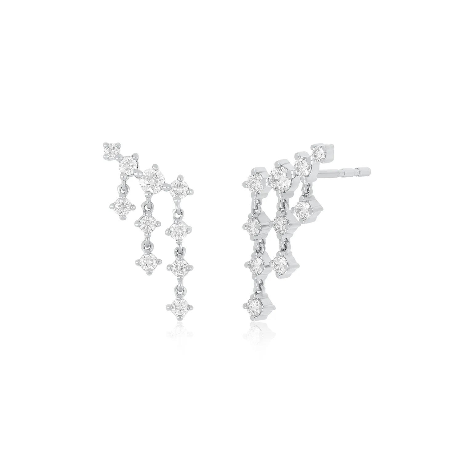 14K White Gold Diamond Drip Stud Earrings