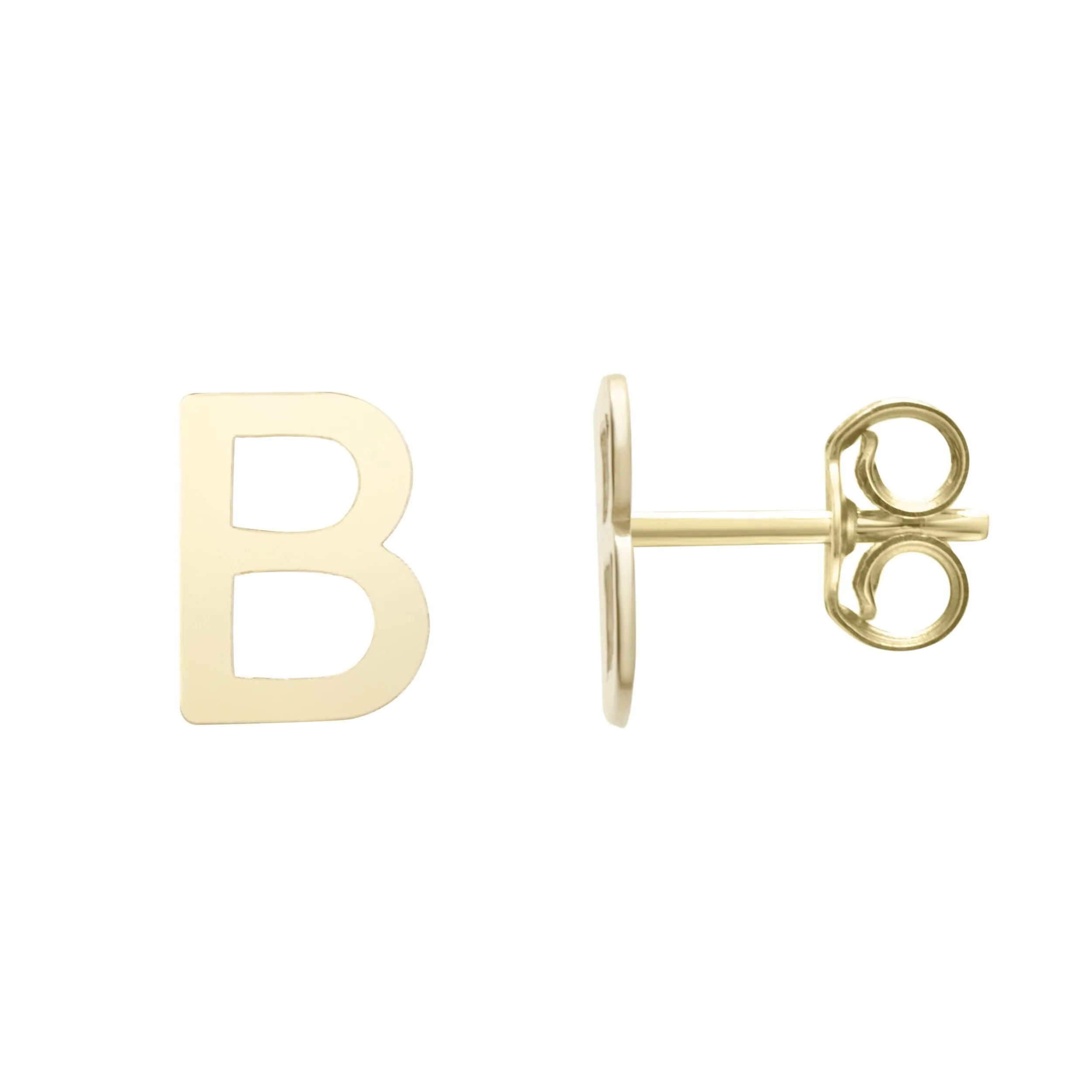 14k Yellow Gold Initial Letter Stud Earrings