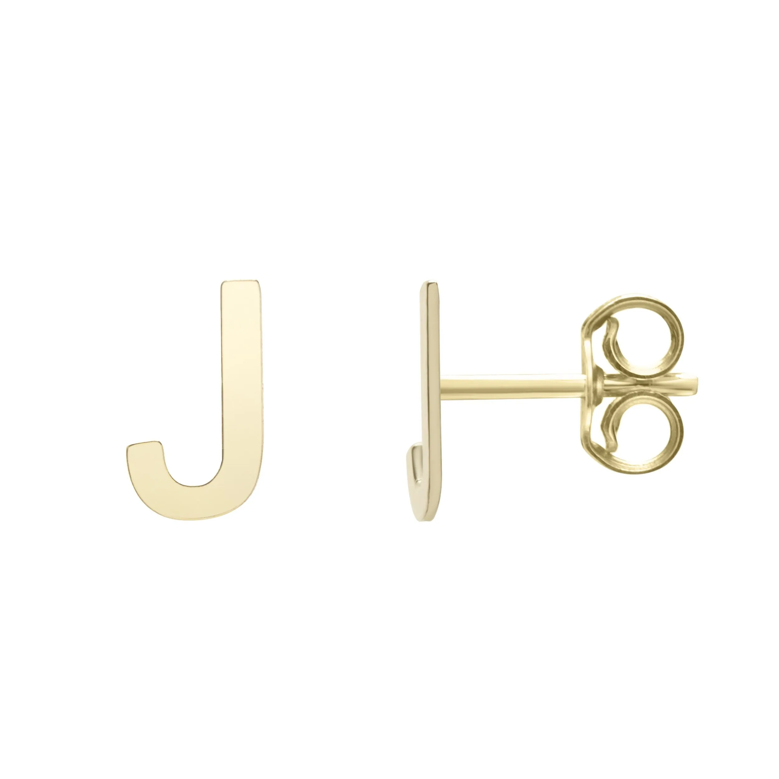 14k Yellow Gold Initial Letter Stud Earrings