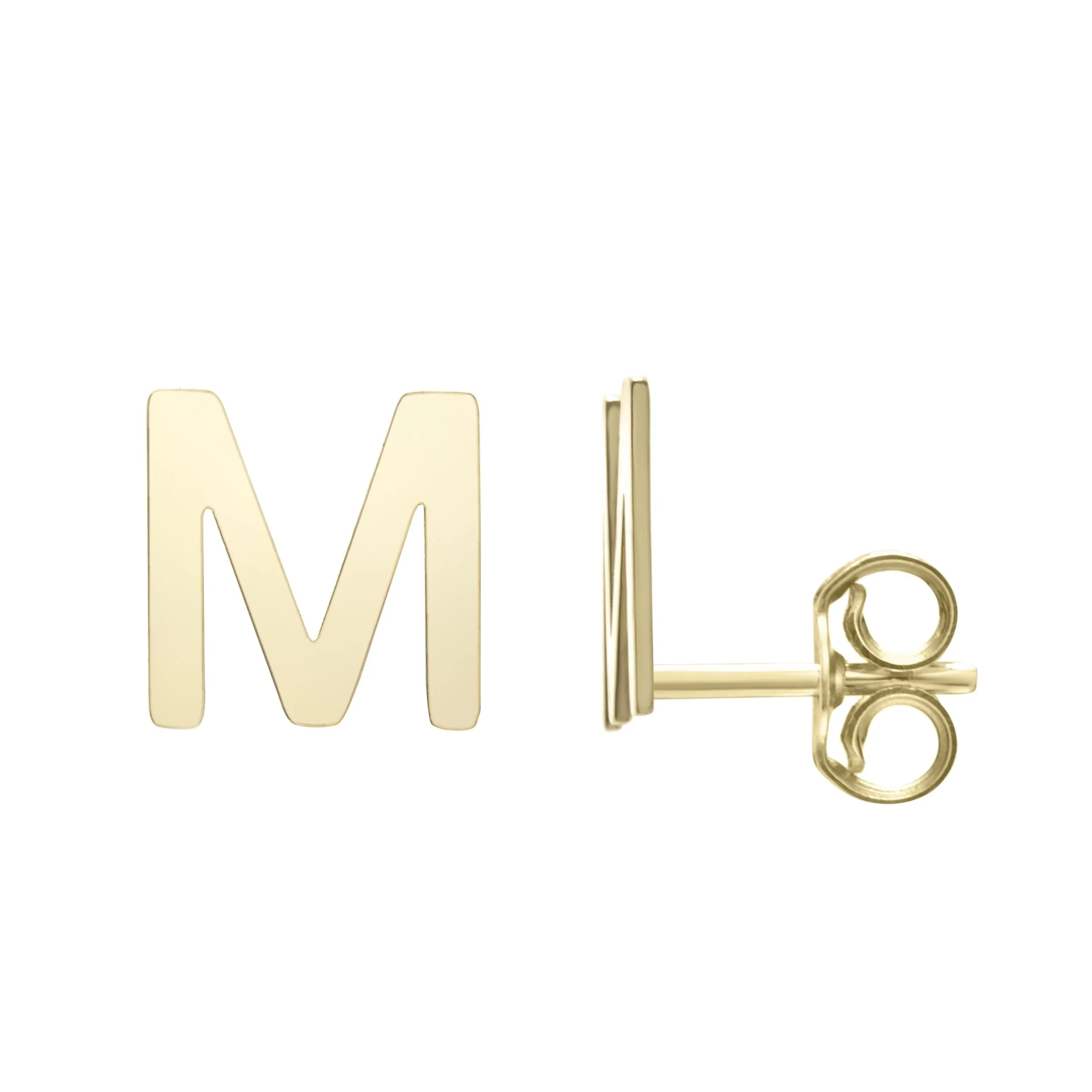 14k Yellow Gold Initial Letter Stud Earrings