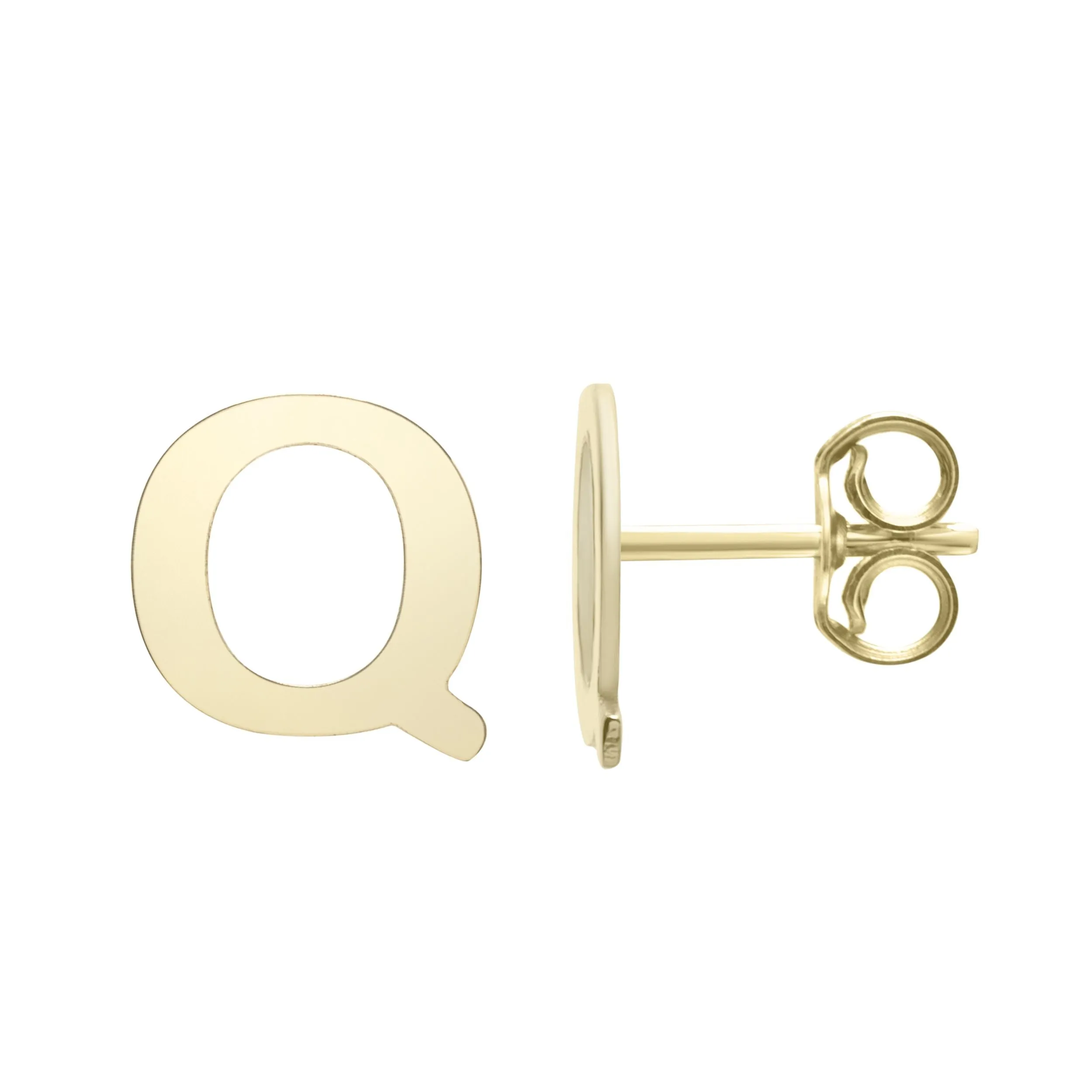 14k Yellow Gold Initial Letter Stud Earrings