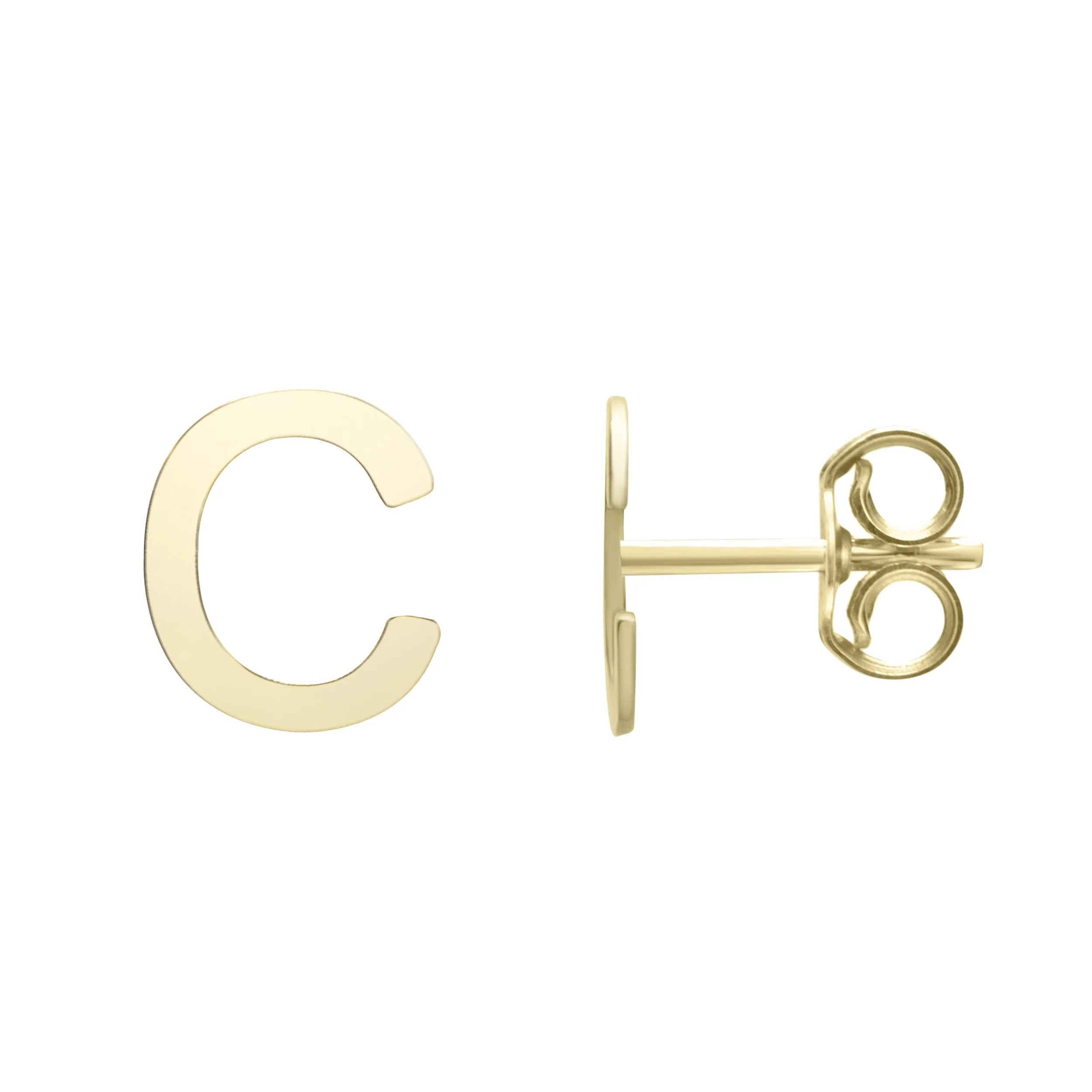 14k Yellow Gold Initial Letter Stud Earrings