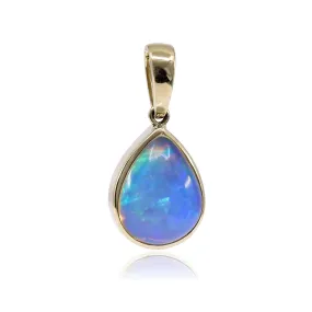 14K YELLOW GOLD PEAR SHAPE ETHIOPIAN OPAL PENDANT