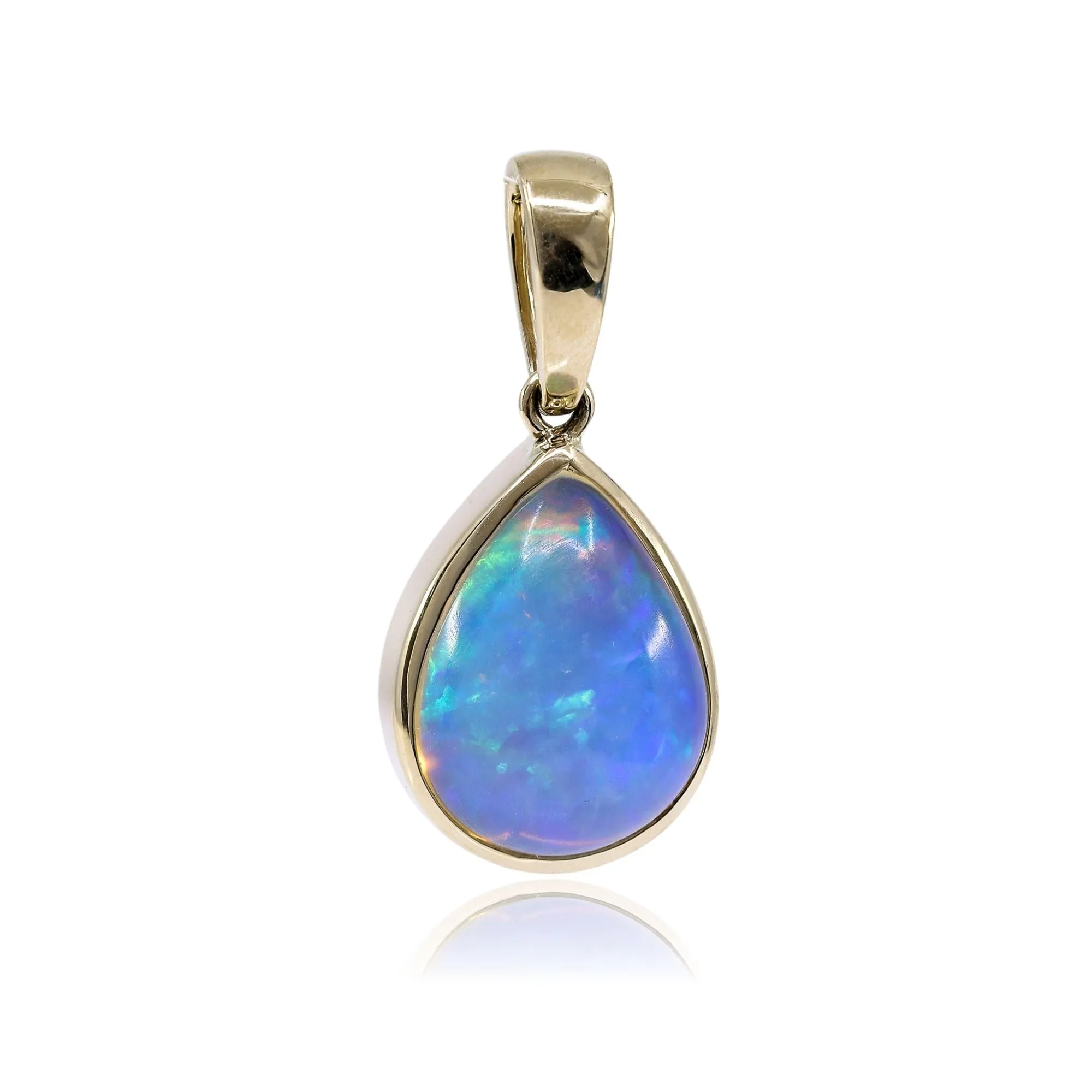 14K YELLOW GOLD PEAR SHAPE ETHIOPIAN OPAL PENDANT