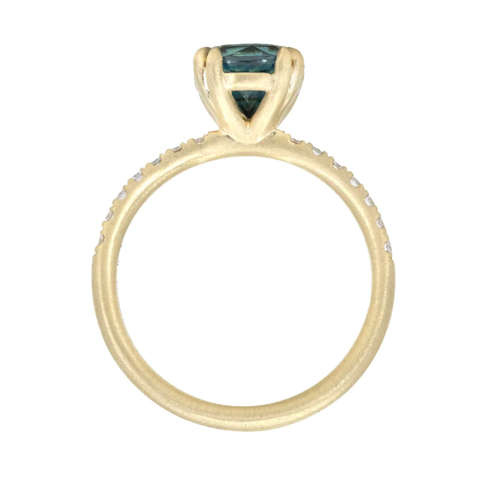 1.79ct Round Parti Madagascar Sapphire Solitaire with Diamonds in 18k Satin Yellow Gold