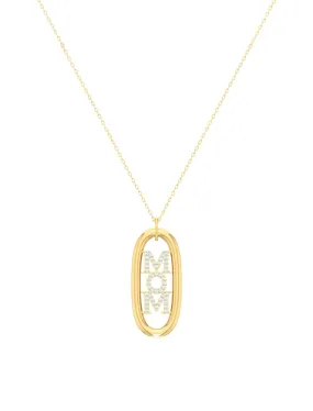 18K Gold Empowered Mom CZ Necklace