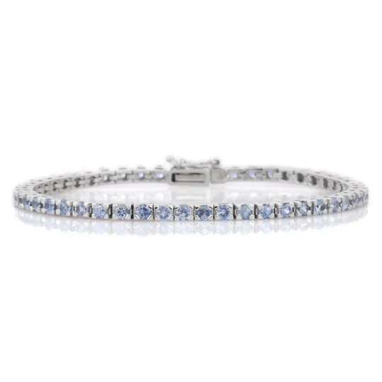 18K White Gold Blue Sapphire Tennis Bracelet