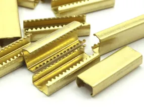 20 Raw Brass Ribbon Crimp, Leather Cord Ends, Findings (23.5mmx8.2mm) Brs 2329p A0635