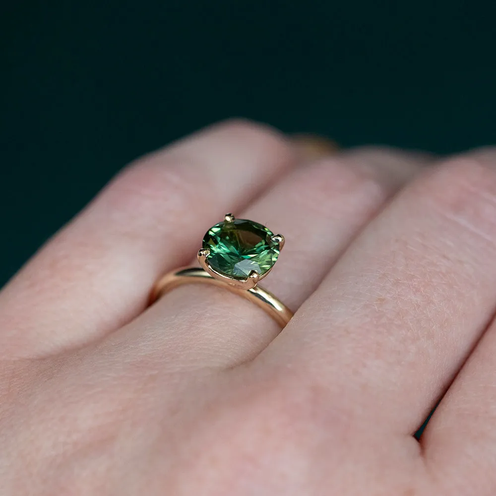 2.02ct Round Green Sapphire Solitaire In 14k Yellow Gold