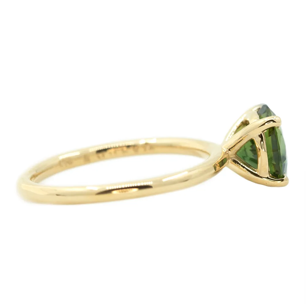 2.02ct Round Green Sapphire Solitaire In 14k Yellow Gold