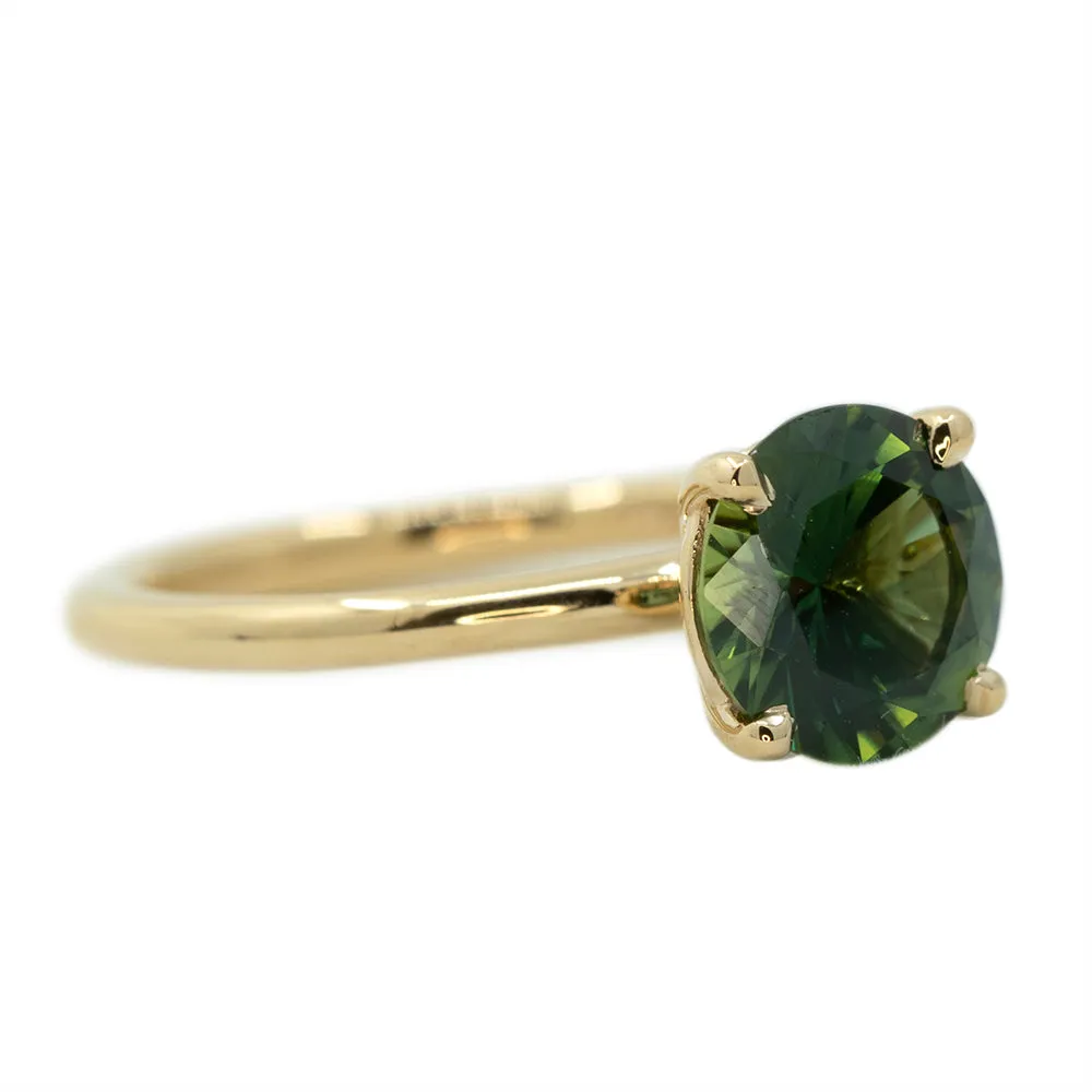 2.02ct Round Green Sapphire Solitaire In 14k Yellow Gold