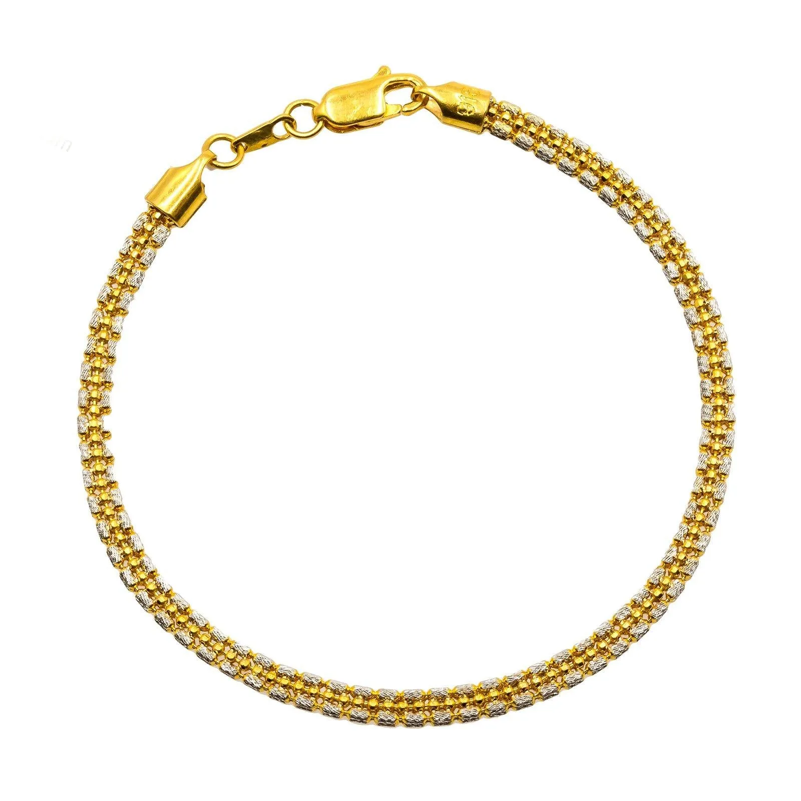 22K Multi Tone Gold Bracelet W/ Round & Rondelle Gold Beads