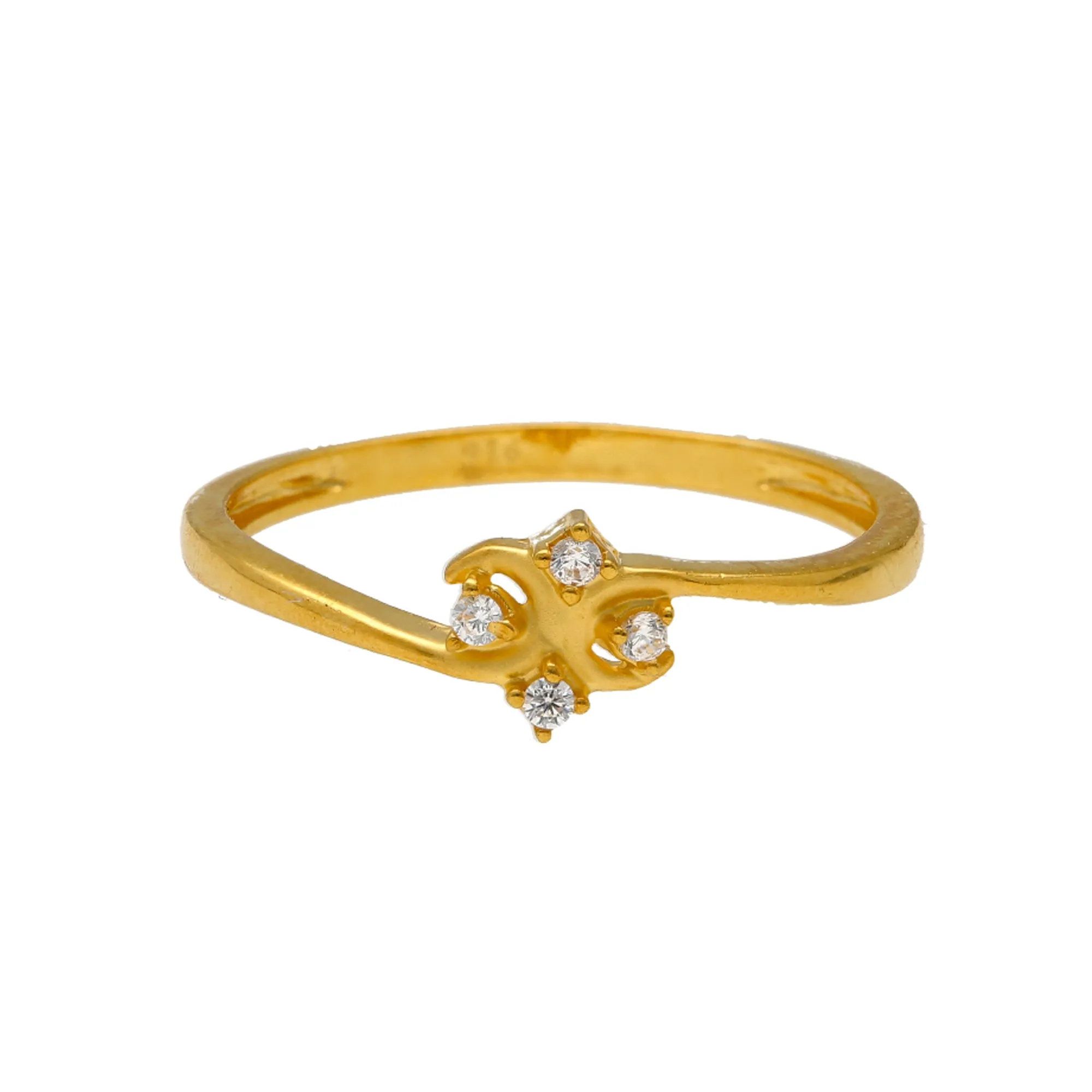 22K Yellow Gold & CZ Stone Ring (Size 7)