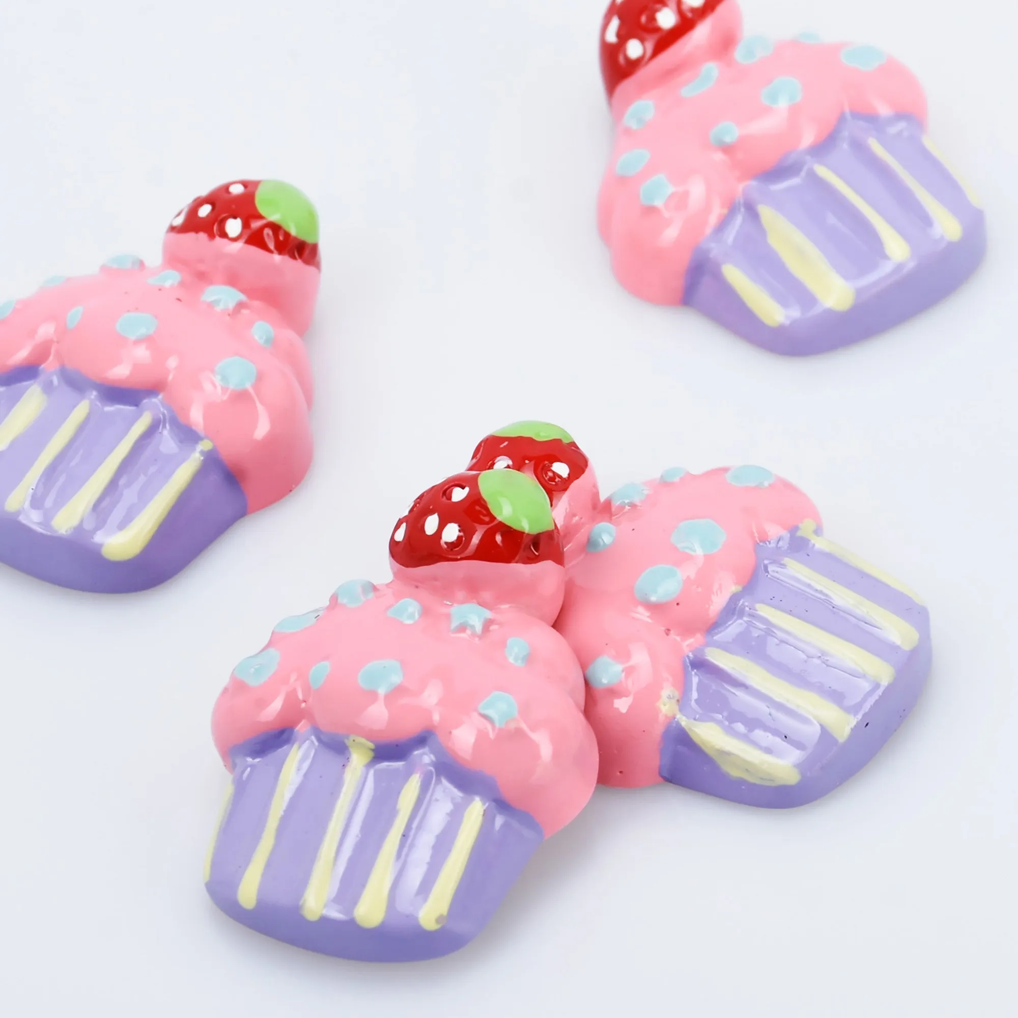 25*30mm Ice Cream Cake Kawaii Resin Cabochons Flatback Dessert Charms Hair Bow Making 10pcs 102806