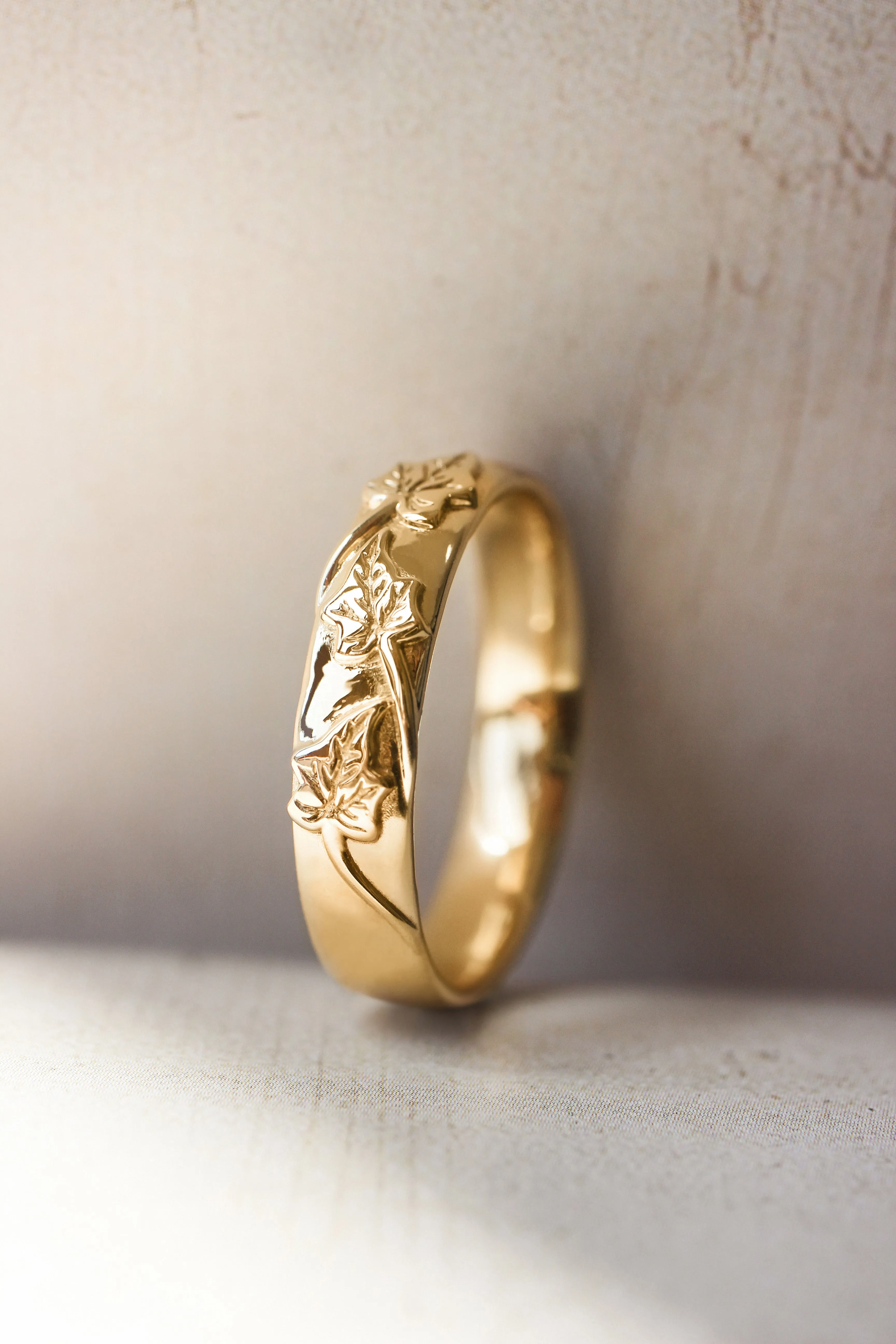 3 instalments payment plan: Men's wedding band, ivy leaves ring