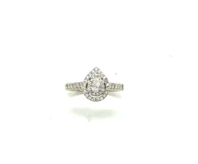 3/4 Ctw Halo Pear Diamond Ring