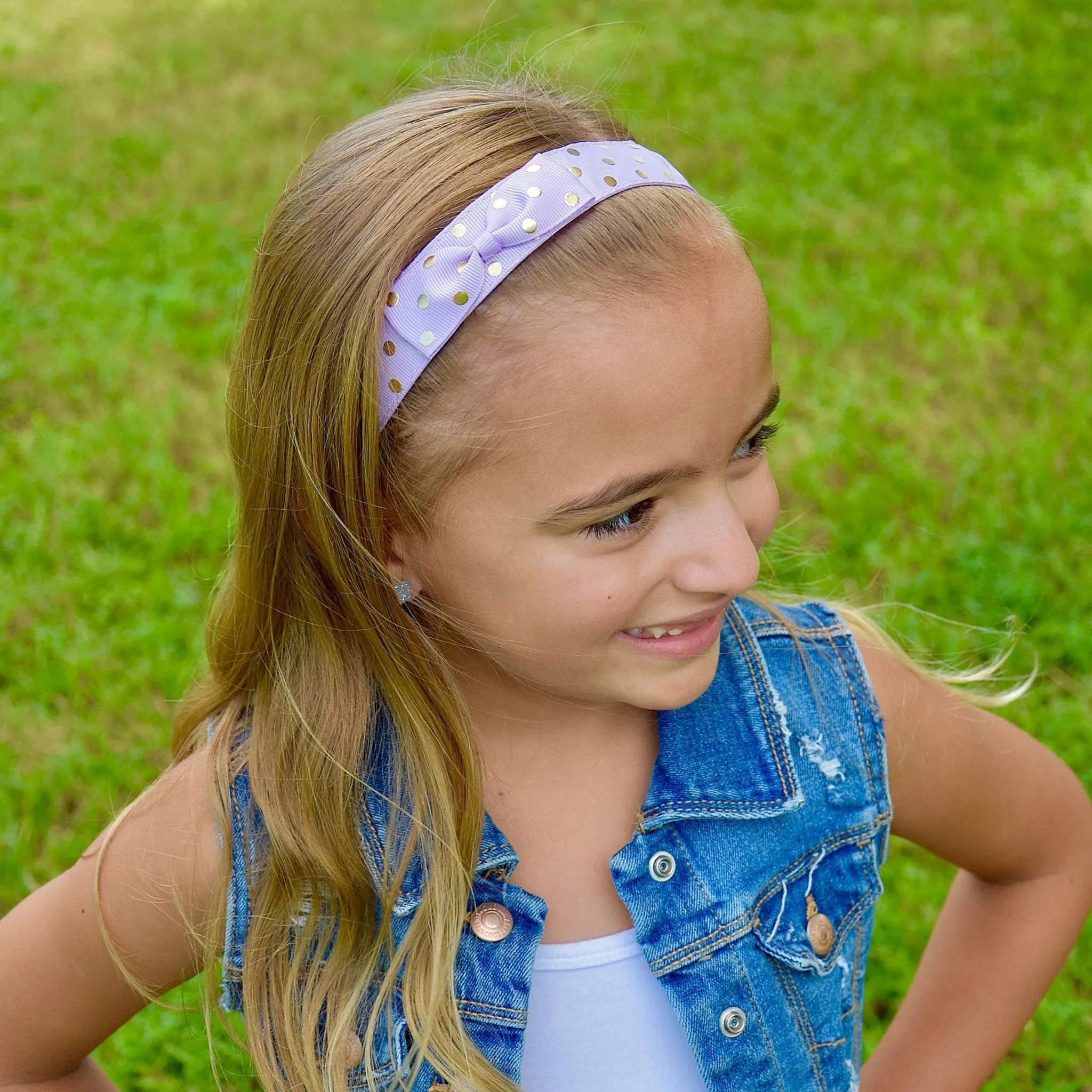 Adjustable No Slip Polka Dot Bow Headband