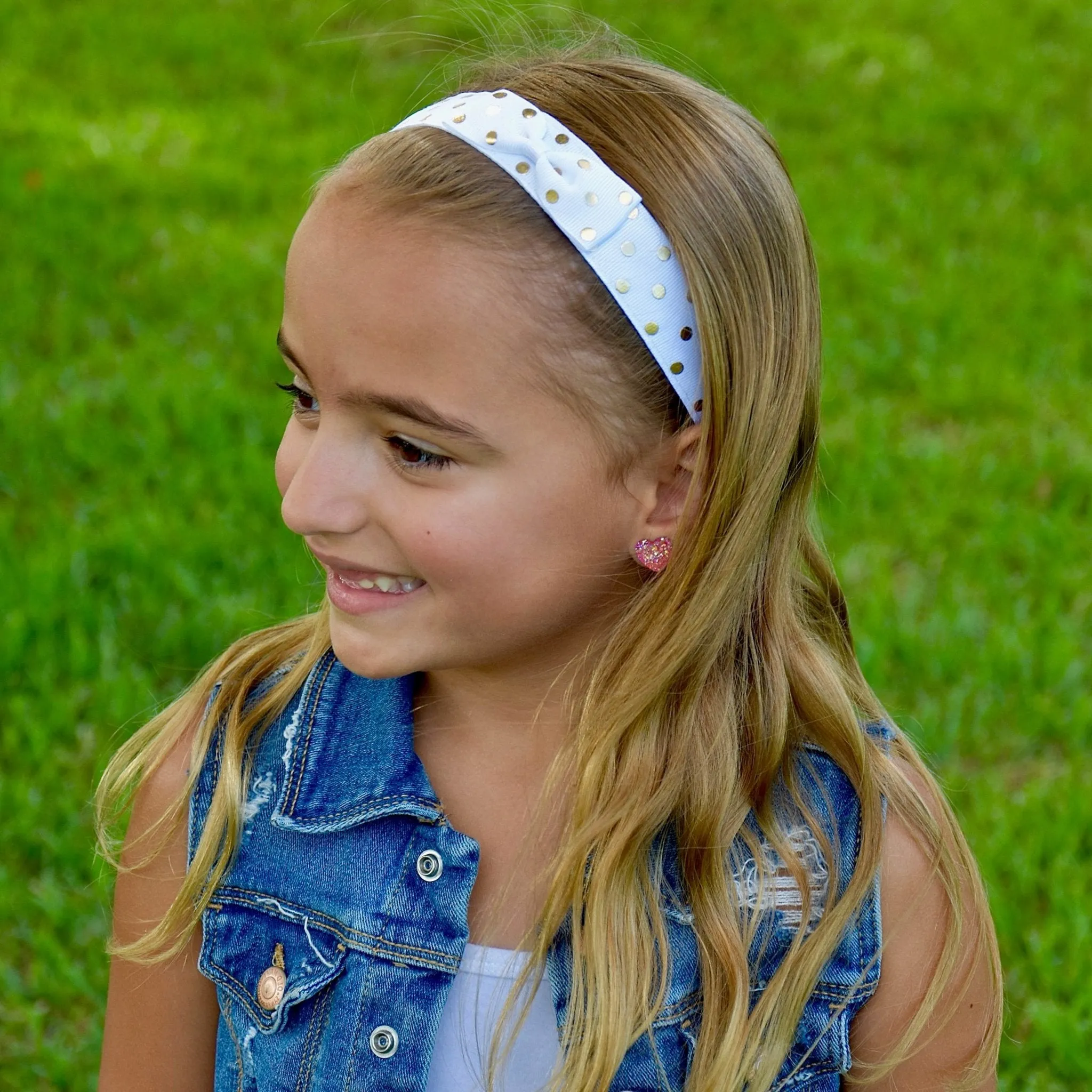 Adjustable No Slip Polka Dot Bow Headband