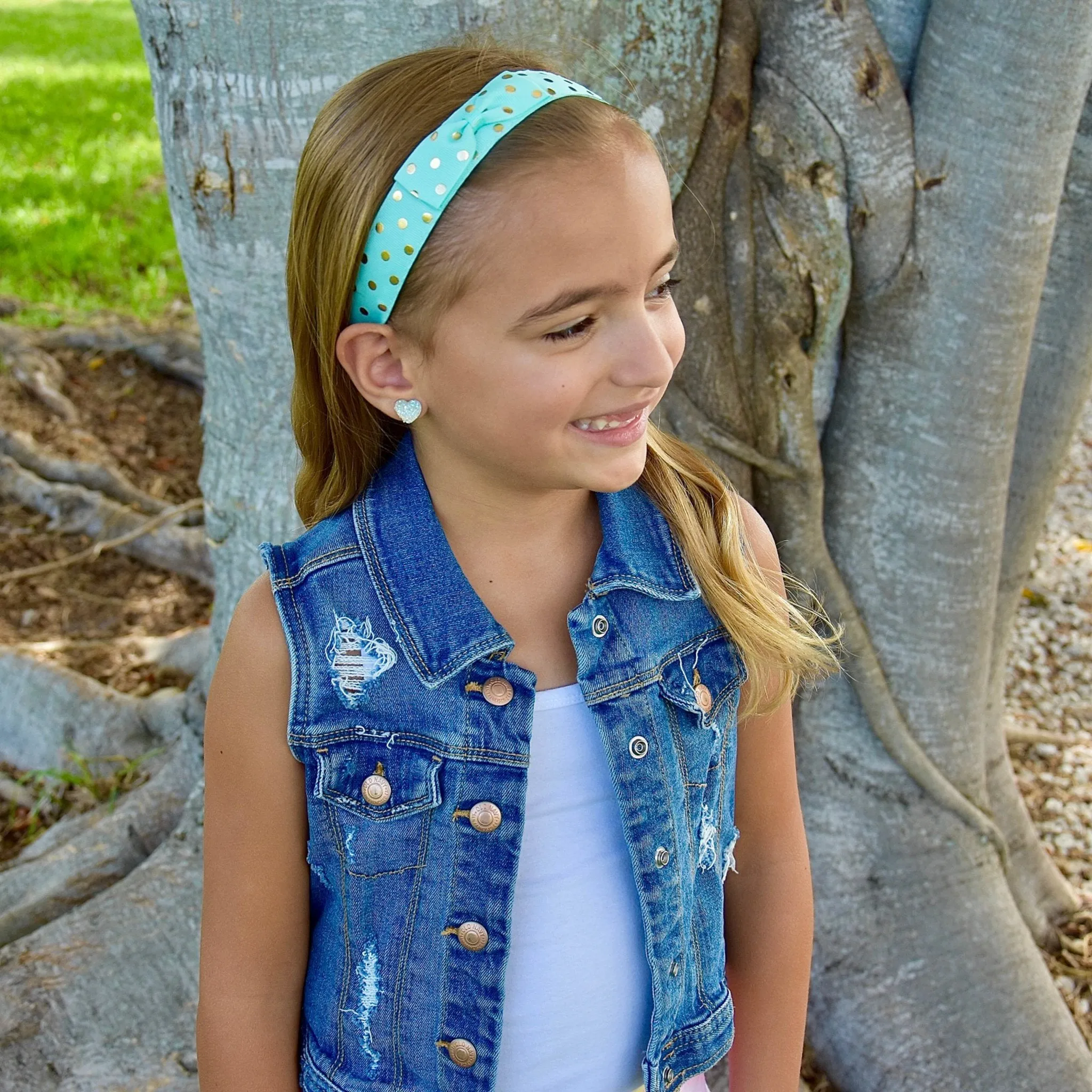 Adjustable No Slip Polka Dot Bow Headband