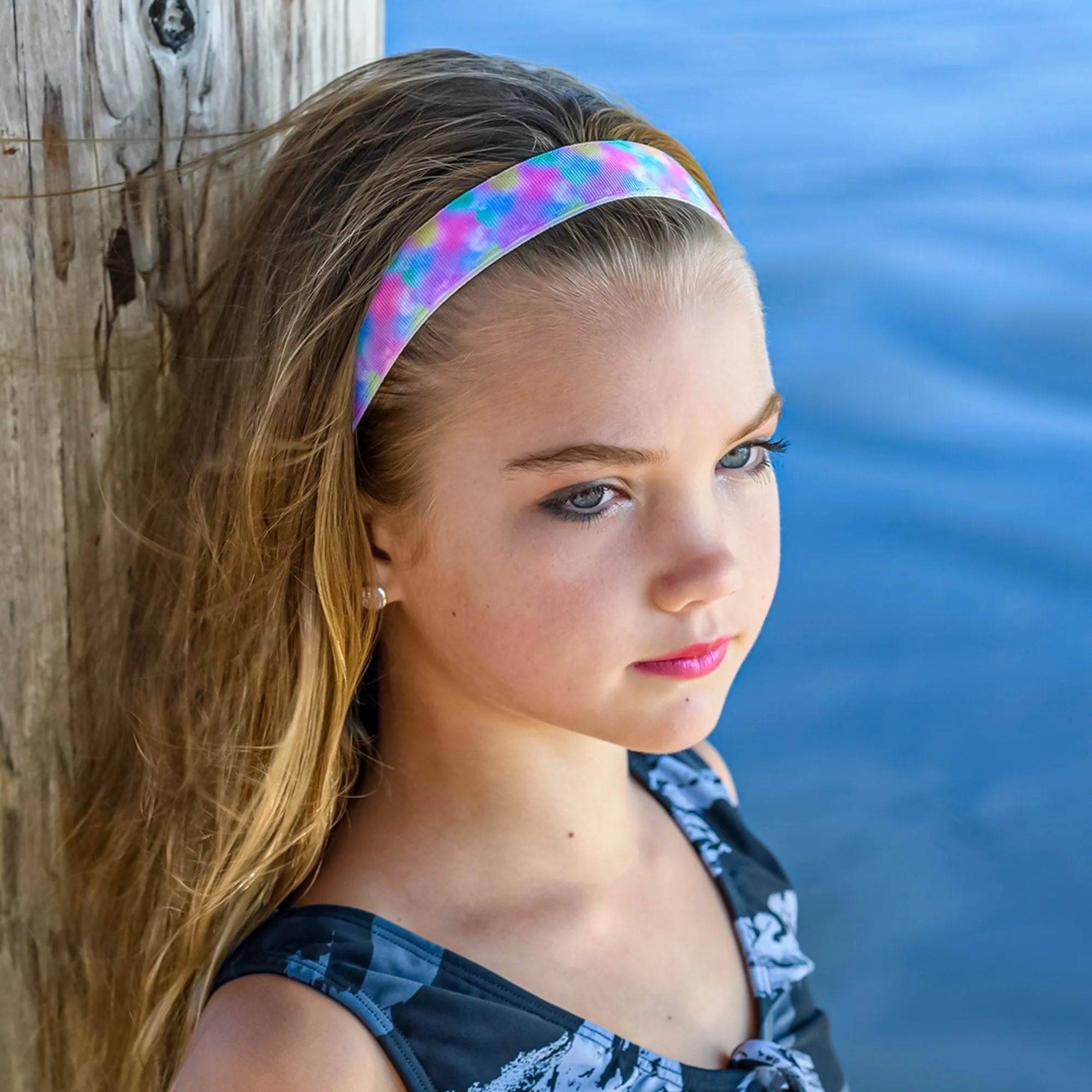 Adjustable No Slip Tie Dye Headbands - 6 Pack