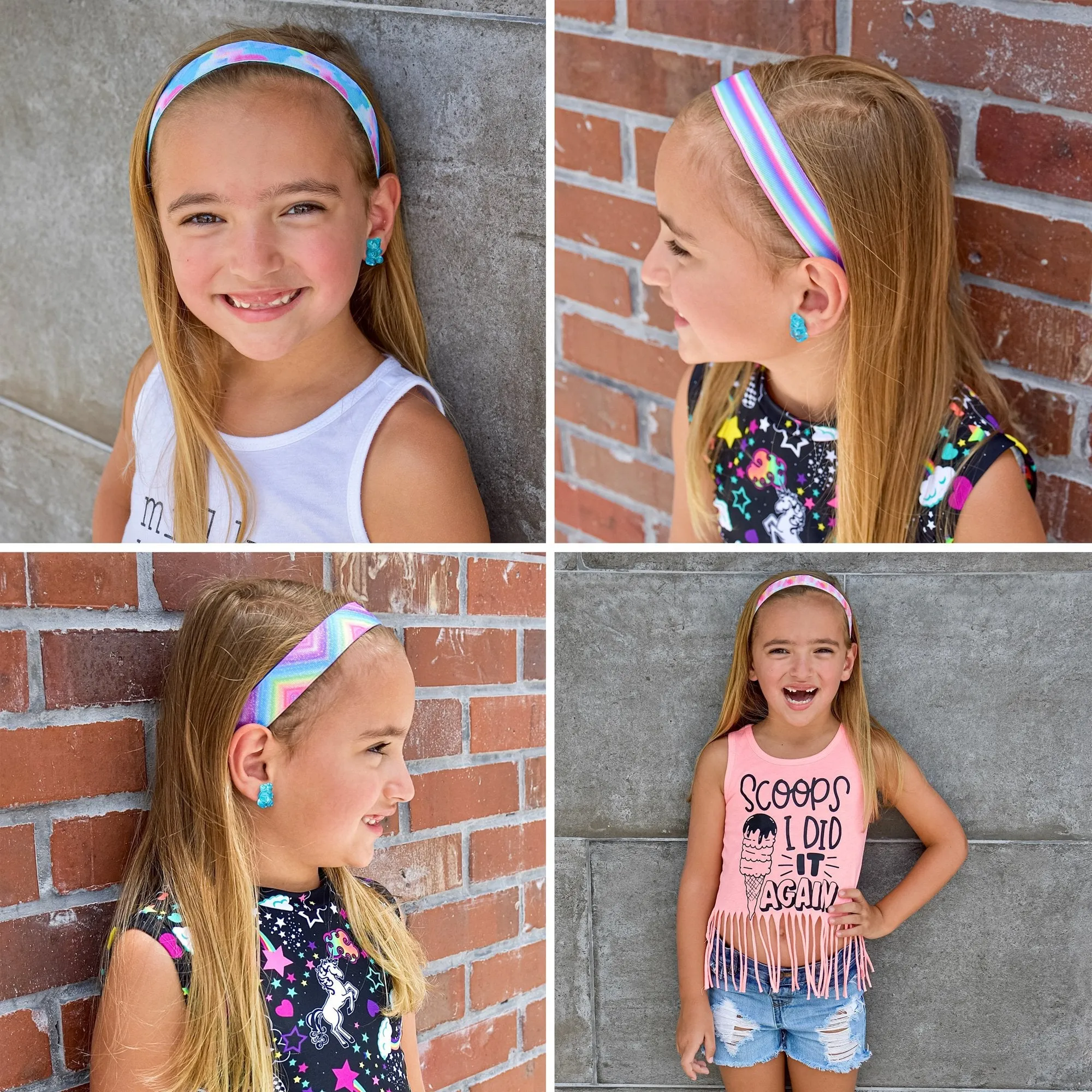 Adjustable No Slip Tie Dye Headbands - 6 Pack