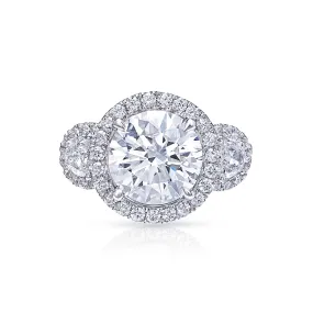 Amaya 6 Carat D VVS1 Earth Mined Round Brilliant Diamond Engagement Ring Sidestone in 18kt White Gold. GIA