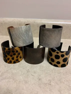 Animal Hide Cuff Leather Bracelets - Assorted Prints