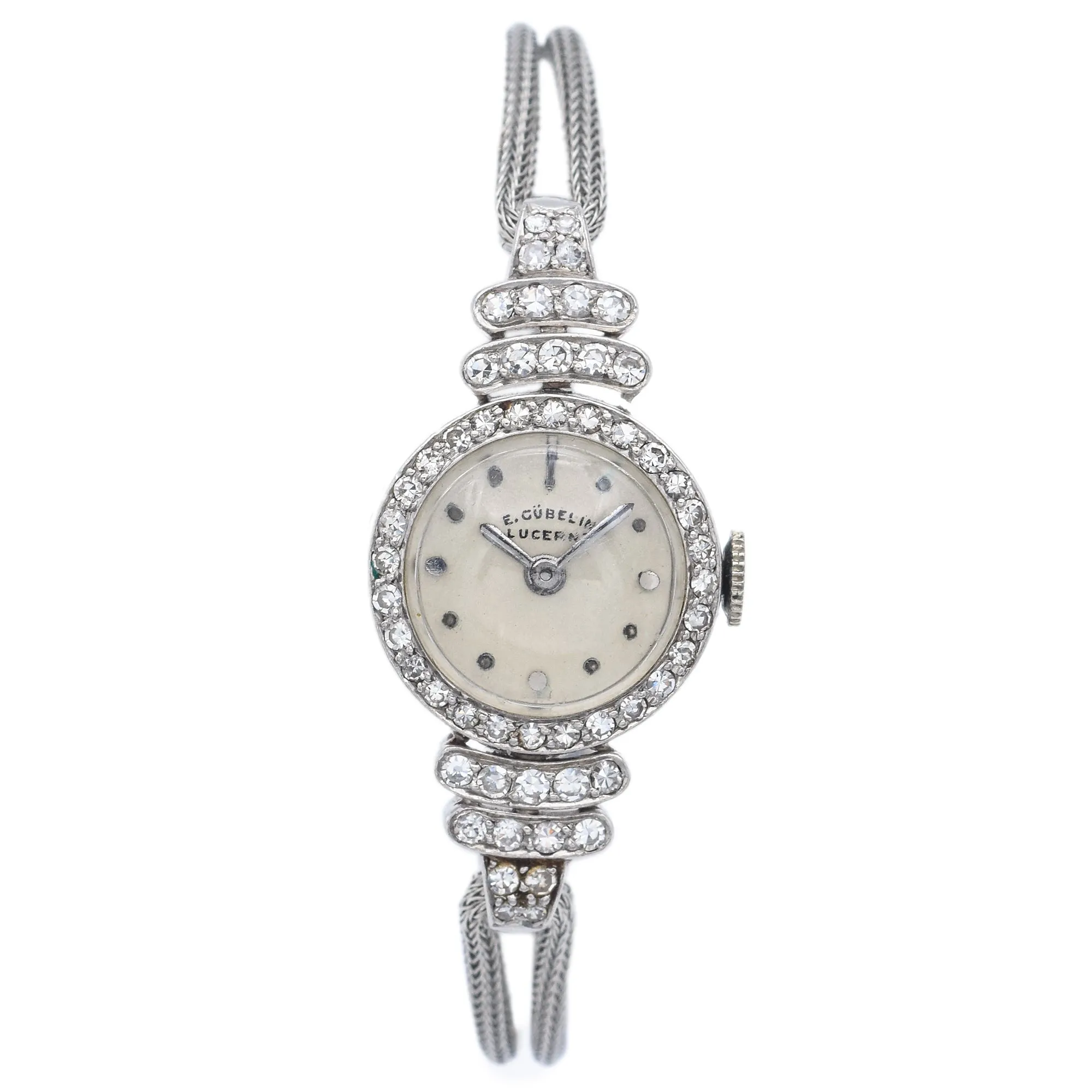 Antique Art Deco E. Gubelin Lucerne 950 Platinum Diamond Ladies Hand Wind Watch