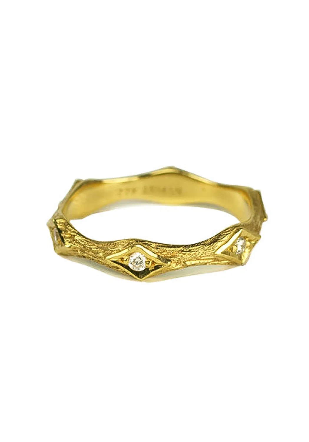 Arman Sarkisyan 22K Yellow Gold Textured Diamond Band