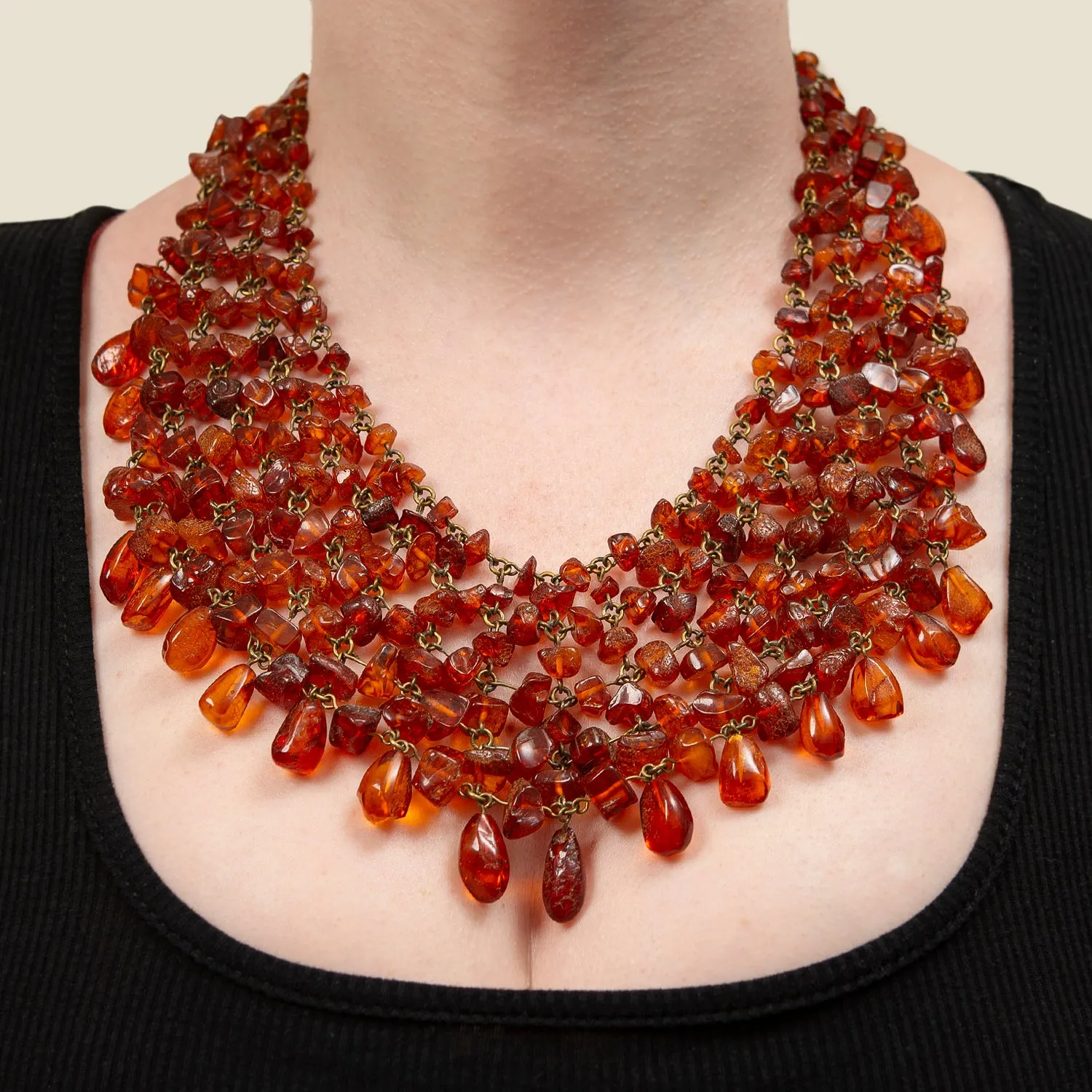 Art Deco Amber Festoon Collar Necklace