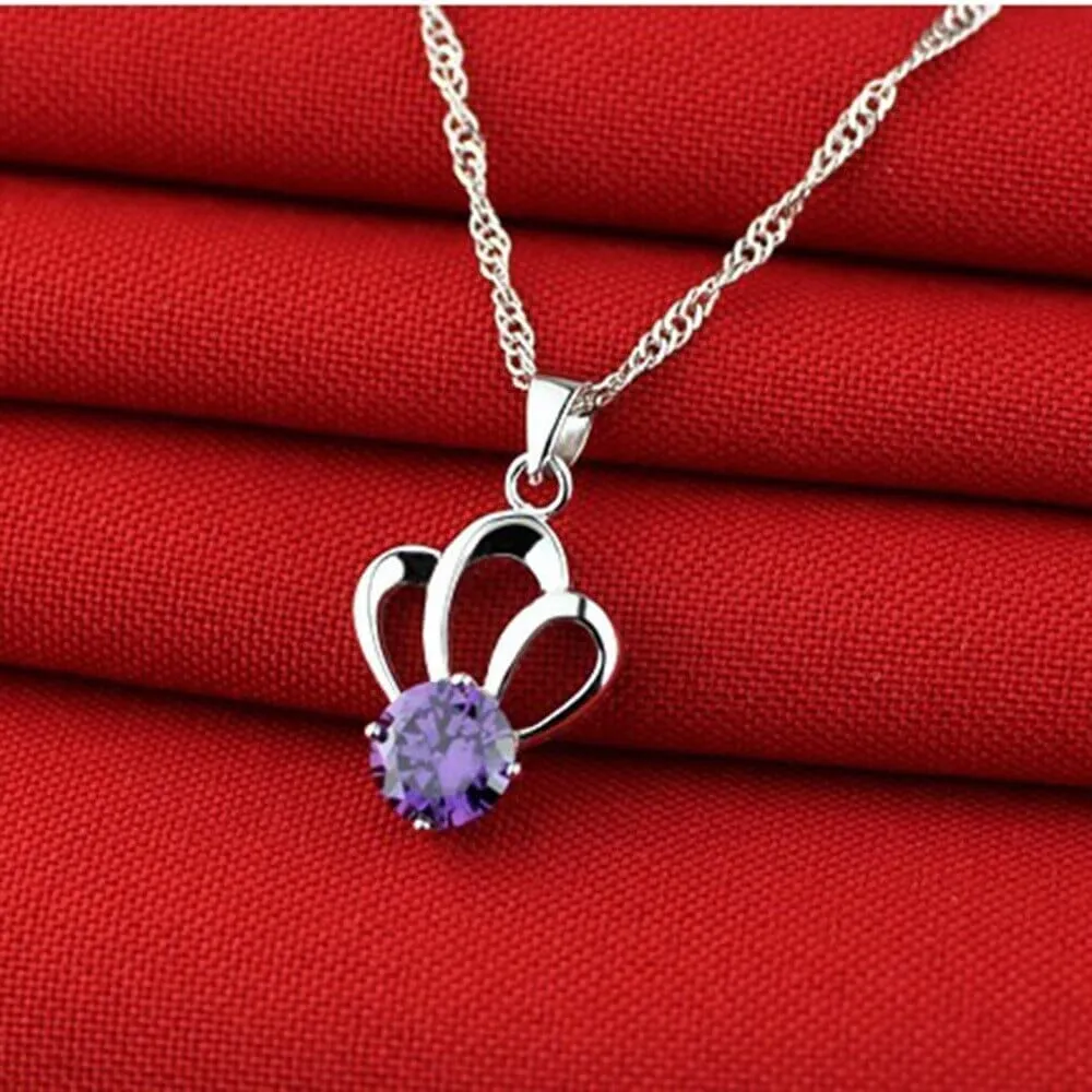 Beautiful Elegant Crown Amethyst Necklace