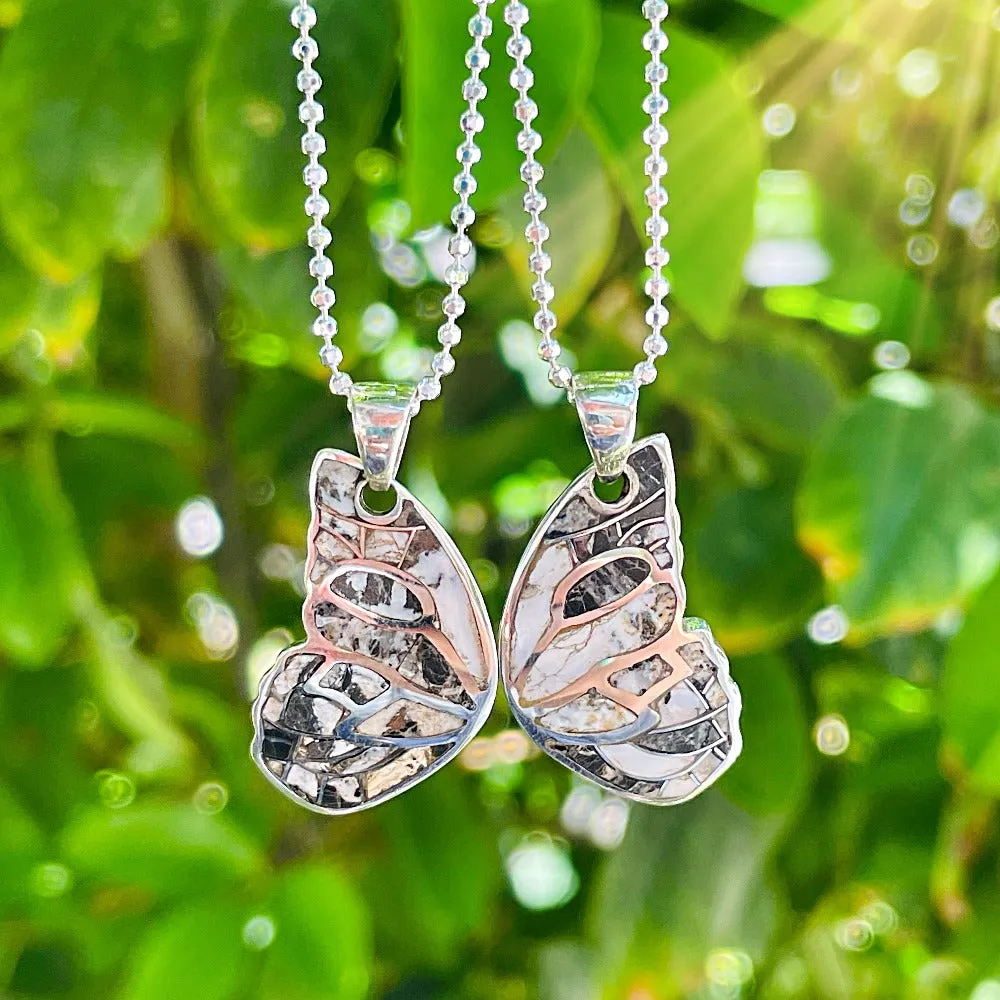 Best Friend Butterfly Wing necklace (white buffalo, jasper, turquoise) SET