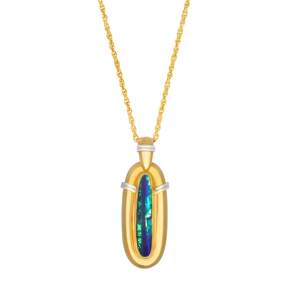 Black Boulder Opal, 18K Gold & Platinum Necklace