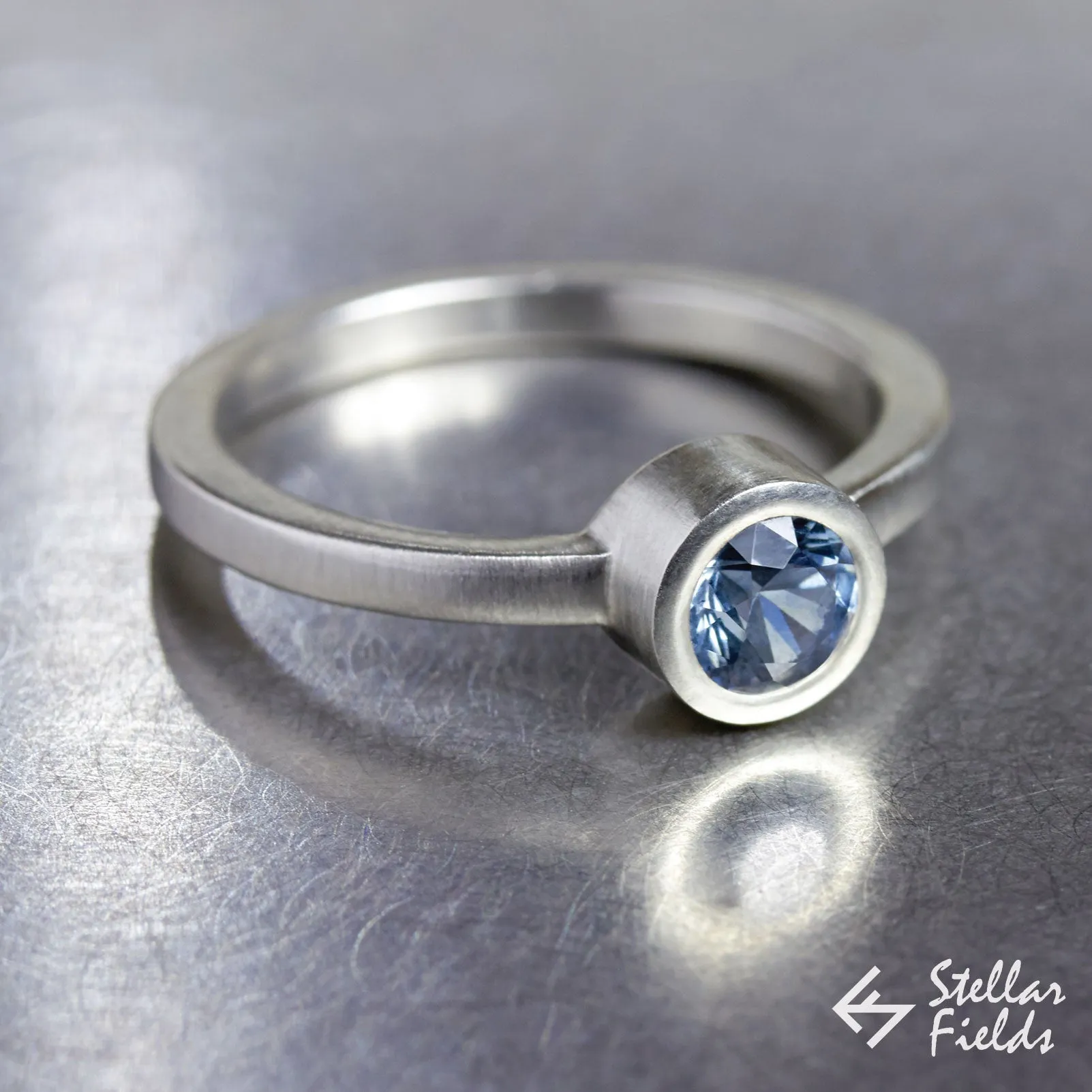 Blue Montana Sapphire Bezel Engagement Ring