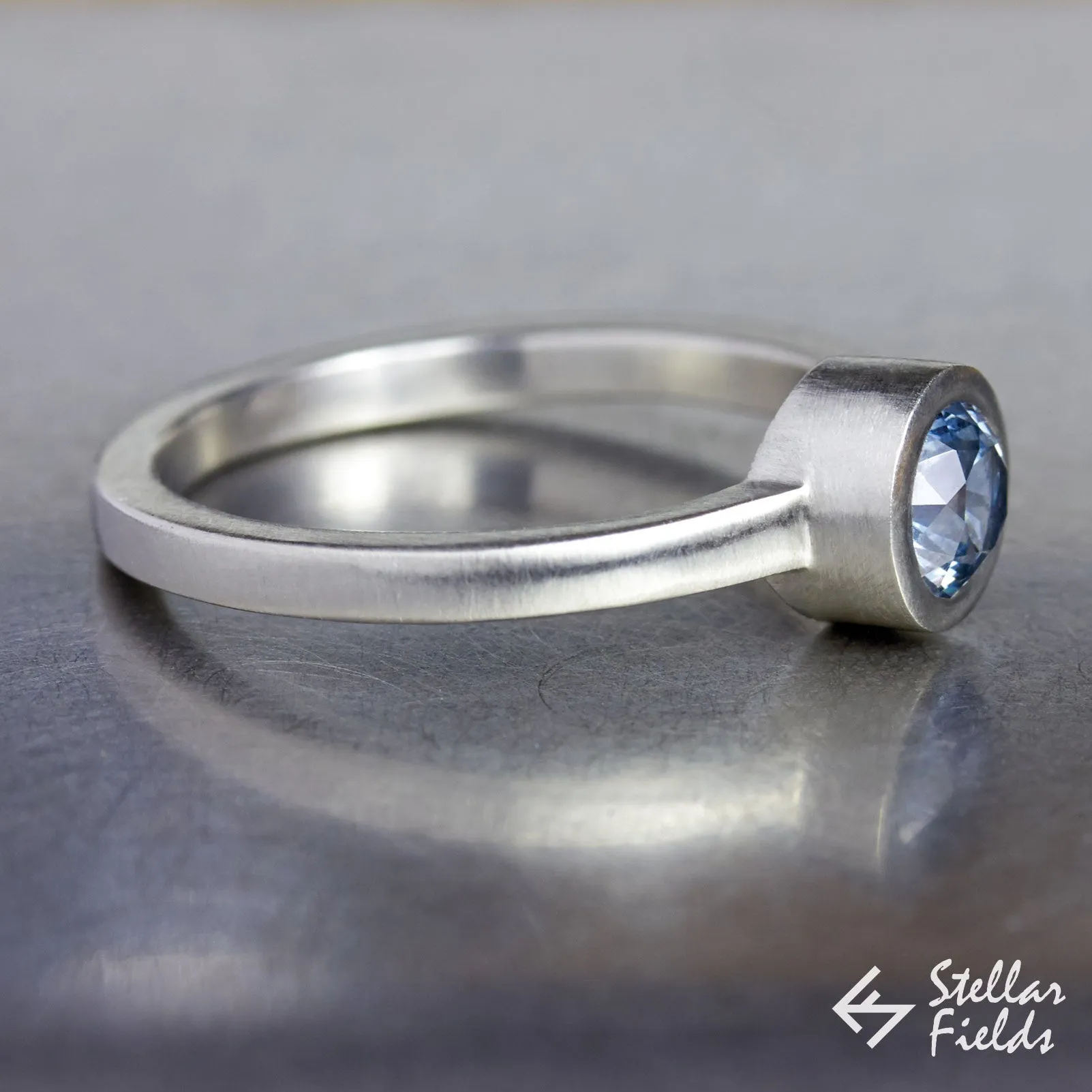 Blue Montana Sapphire Bezel Engagement Ring