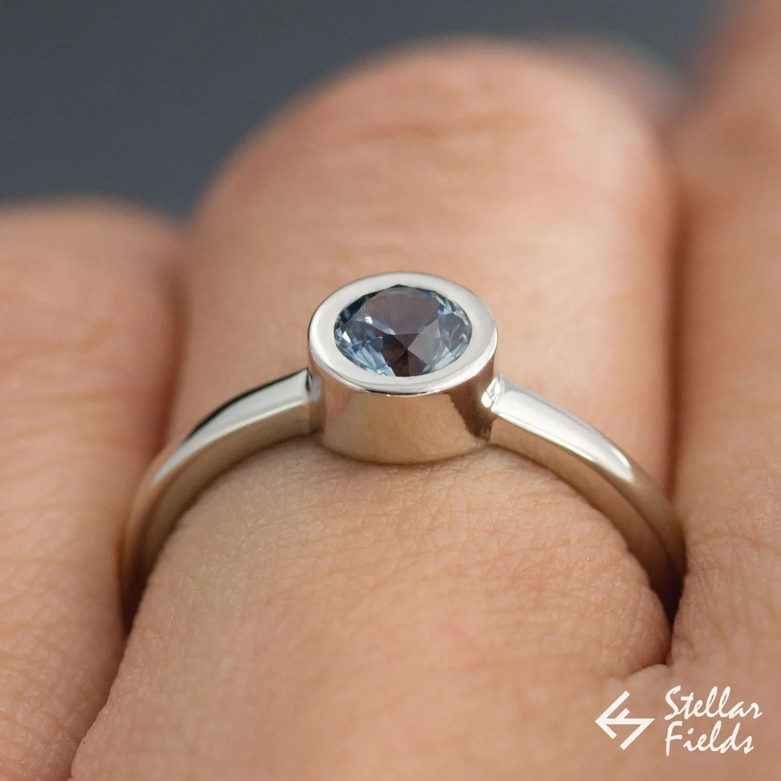 Blue Montana Sapphire Bezel Engagement Ring