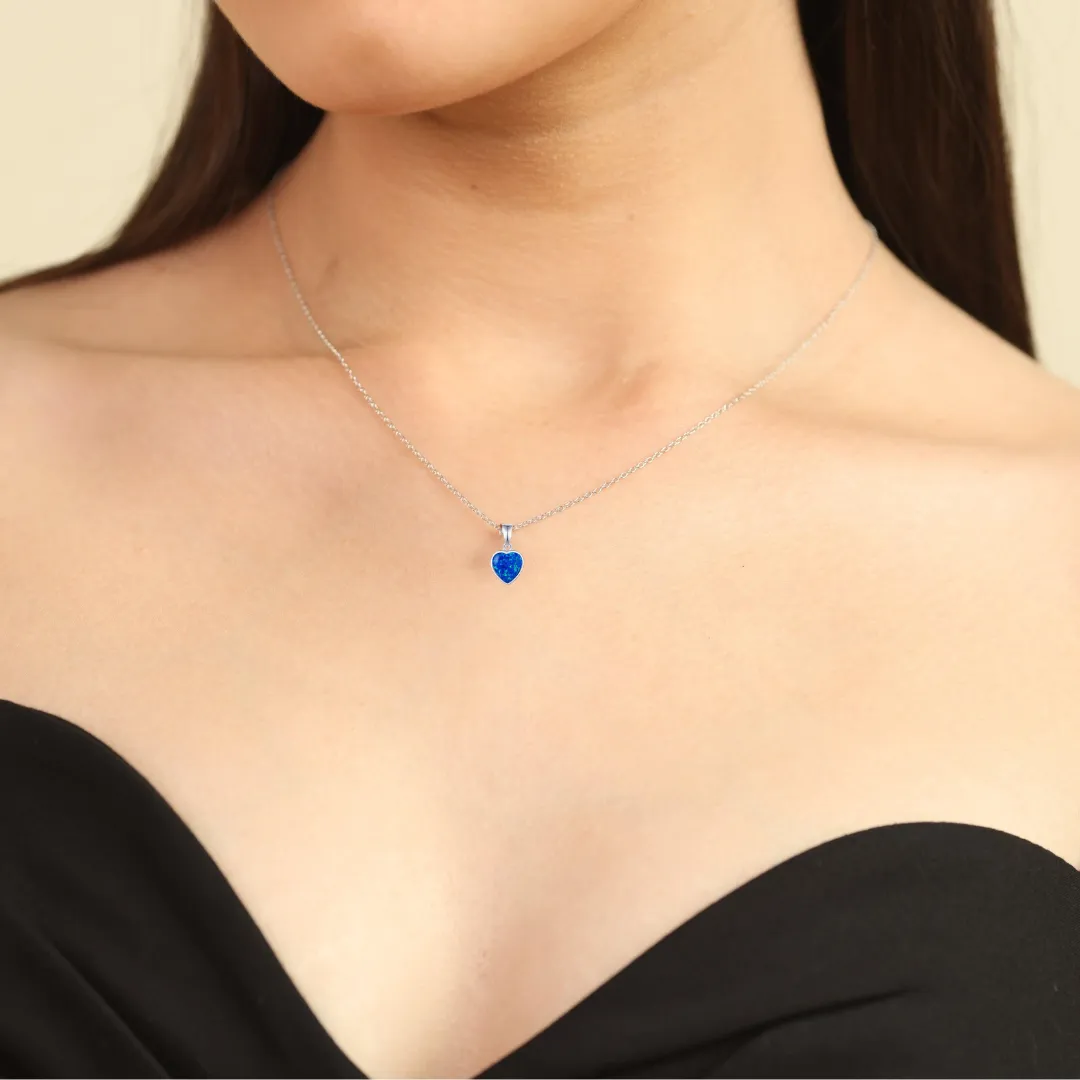 Blue Opal Heart Necklace