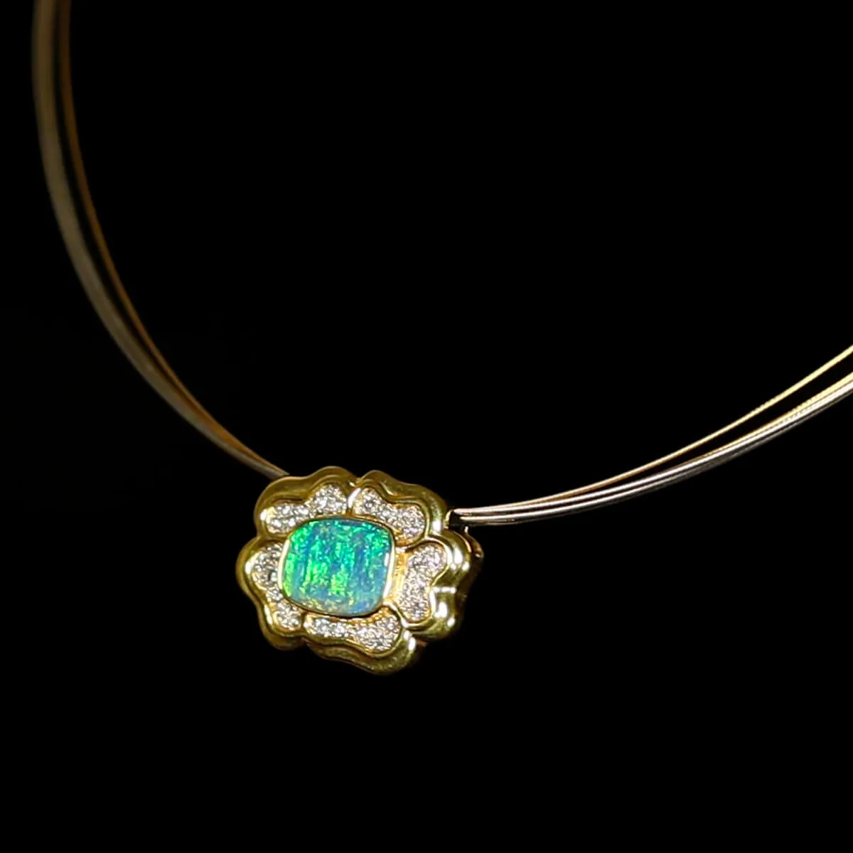 Boulder Opal, Diamond, 18K Gold & Platinum Necklace