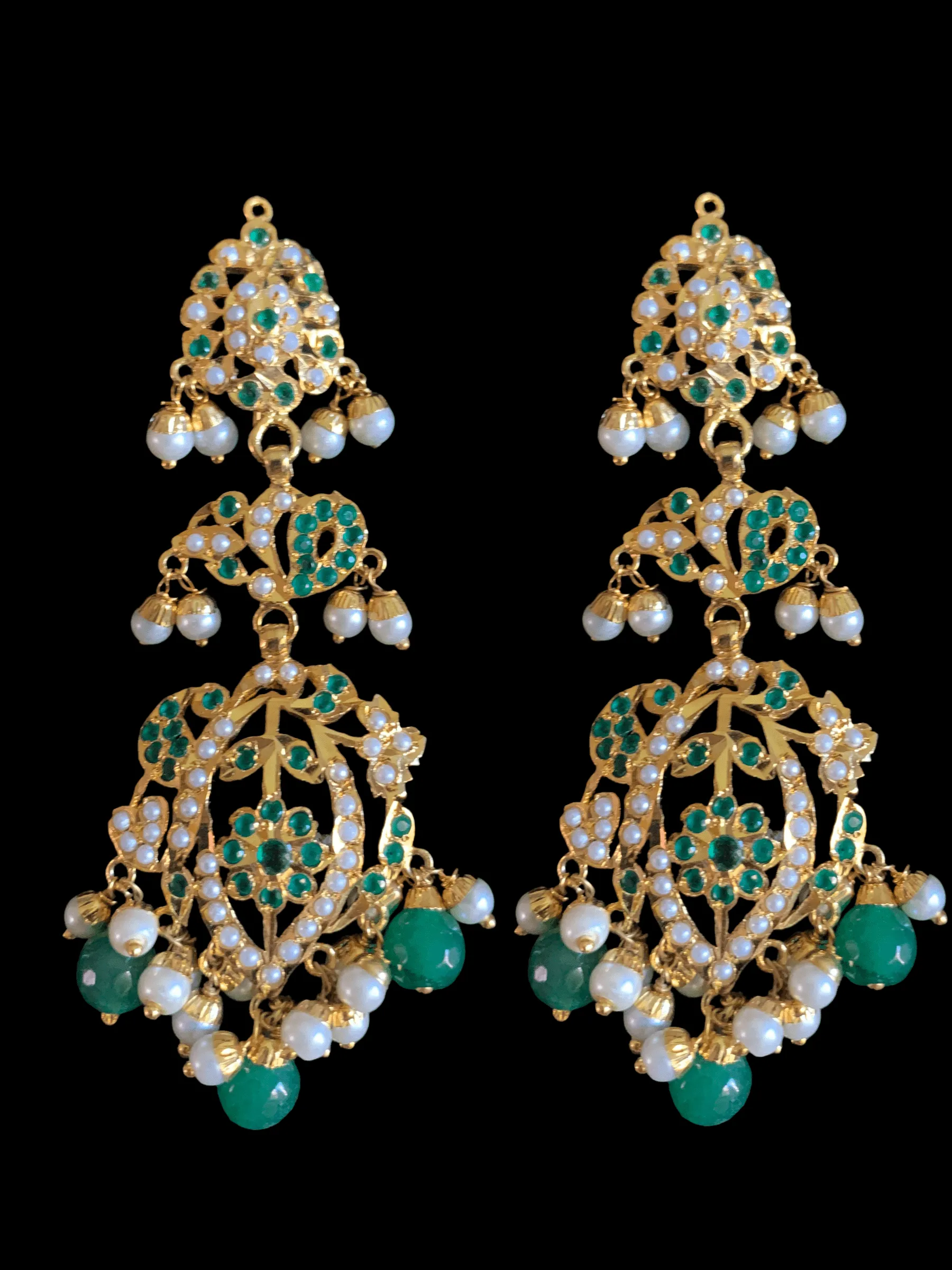 BR76 Nayaab pearl jadau necklace - green (READY TO SHIP )