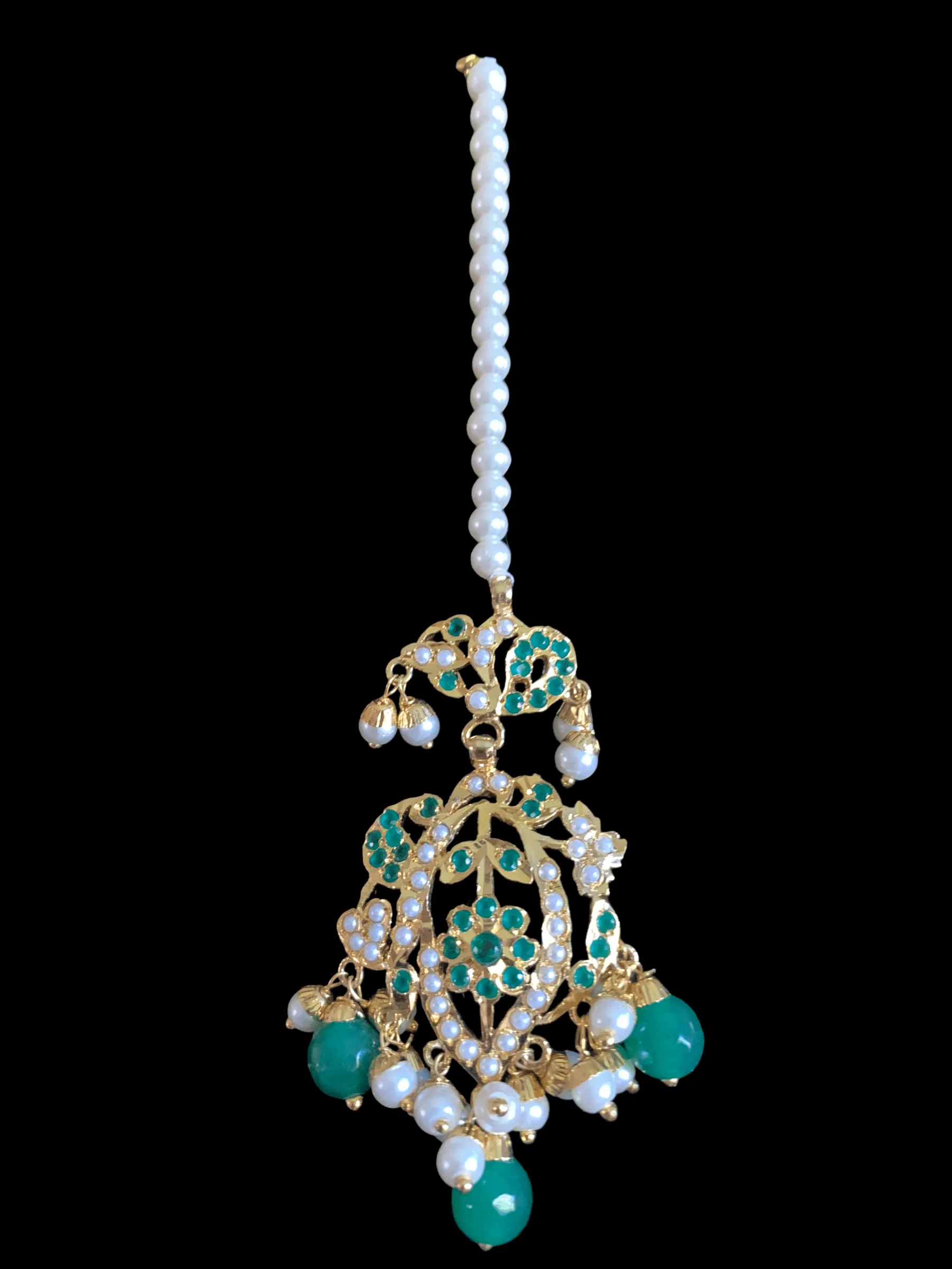 BR76 Nayaab pearl jadau necklace - green (READY TO SHIP )