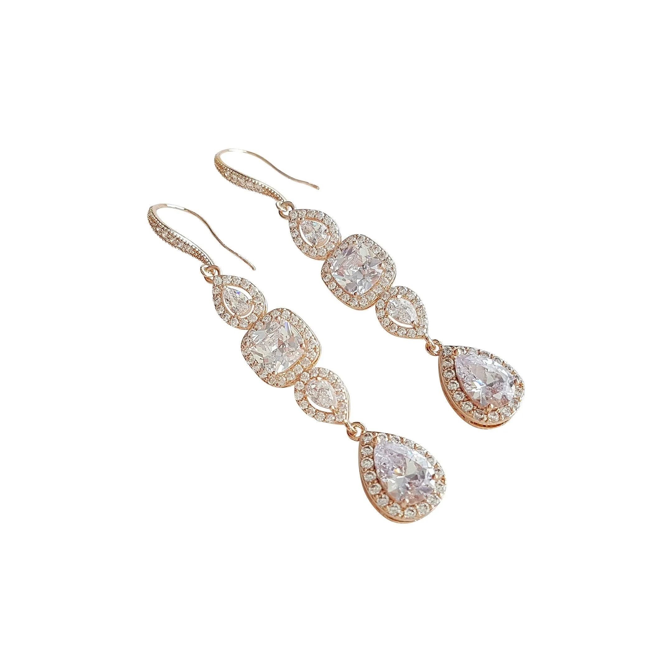 Bridal Dangle Drop Earring Rose Gold-Gianna